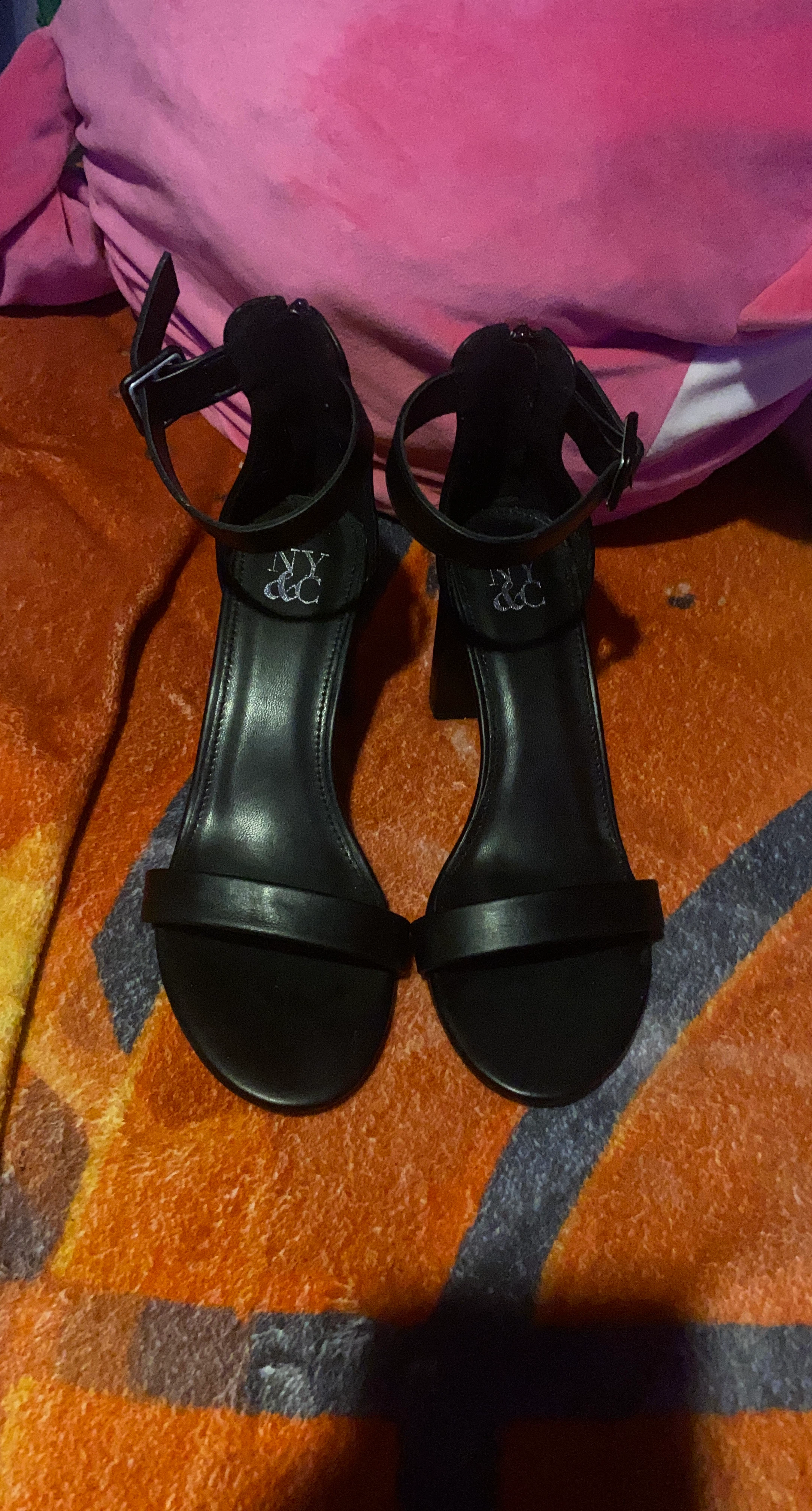 NY&C Black Ankle Strap Heels