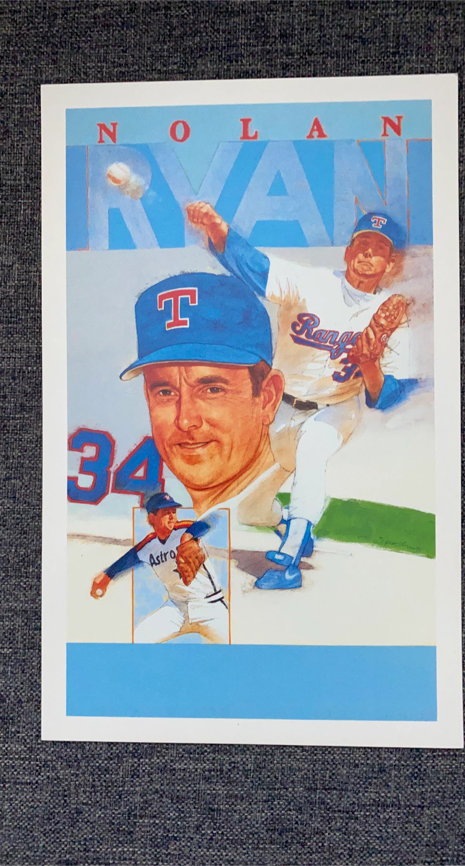 Nolan Ryan 1991 Portrait Artist Clifford Spohn Collectible