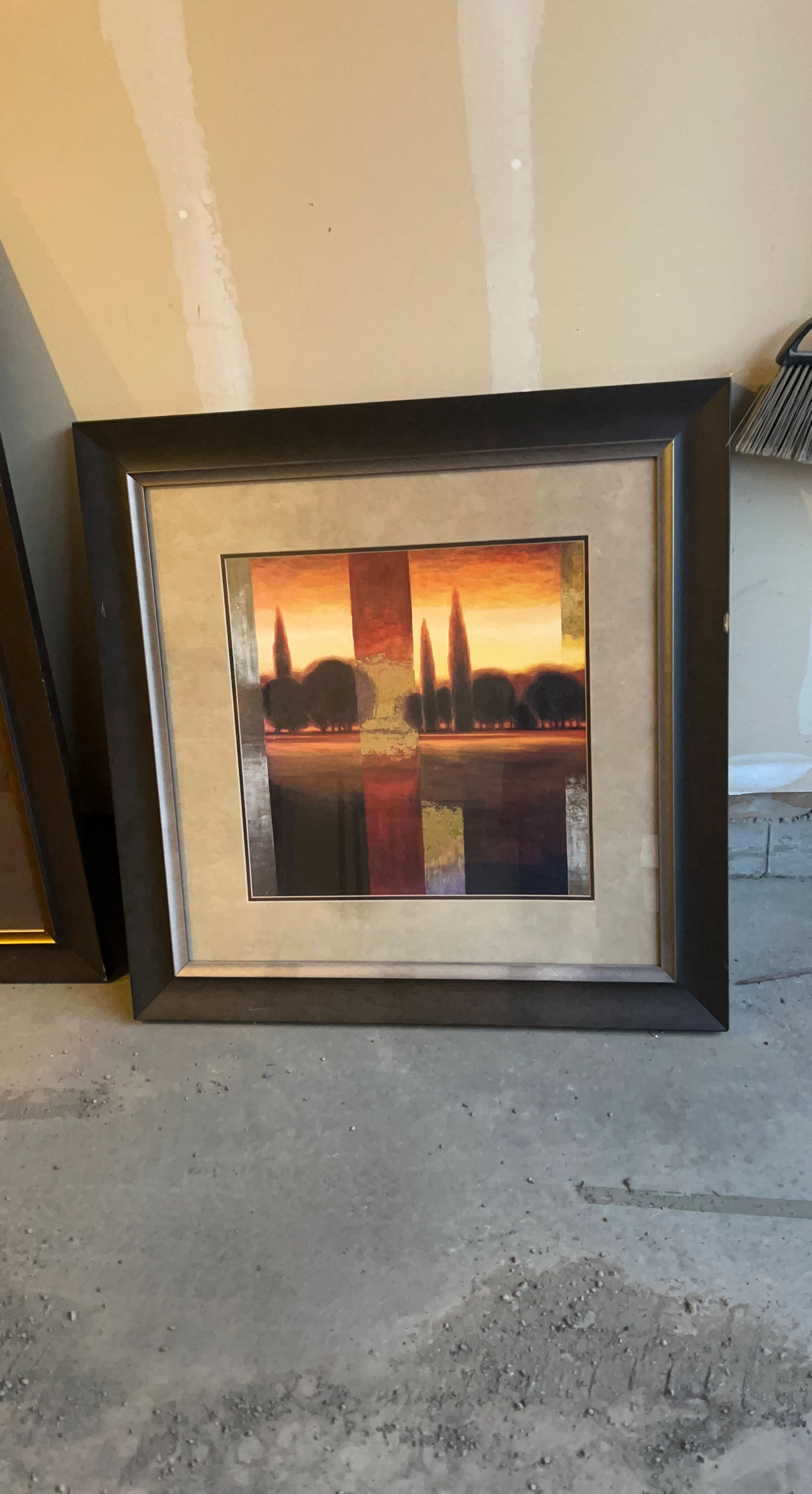 Framed Sunset Landscape Art