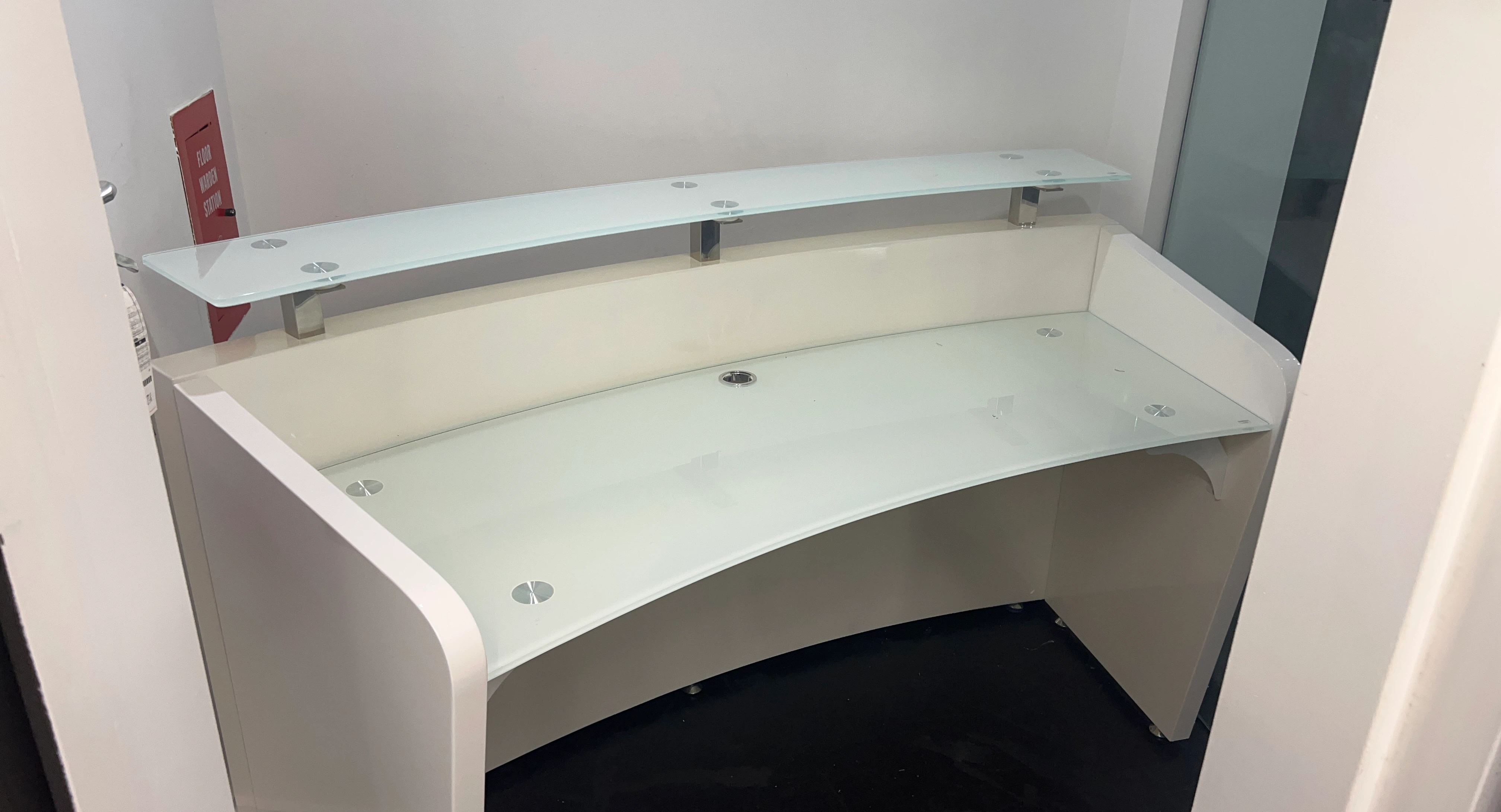 White Reception Desk with Glass Counter