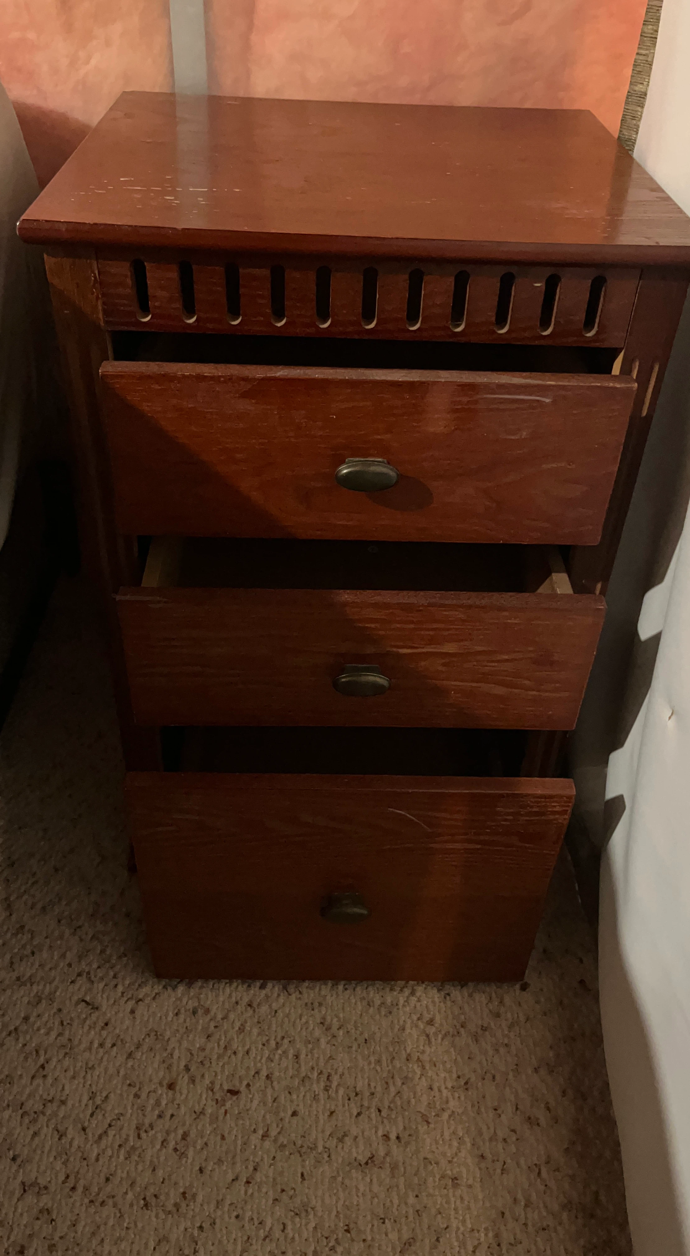 Solid Wood 3-Drawer Nightstand