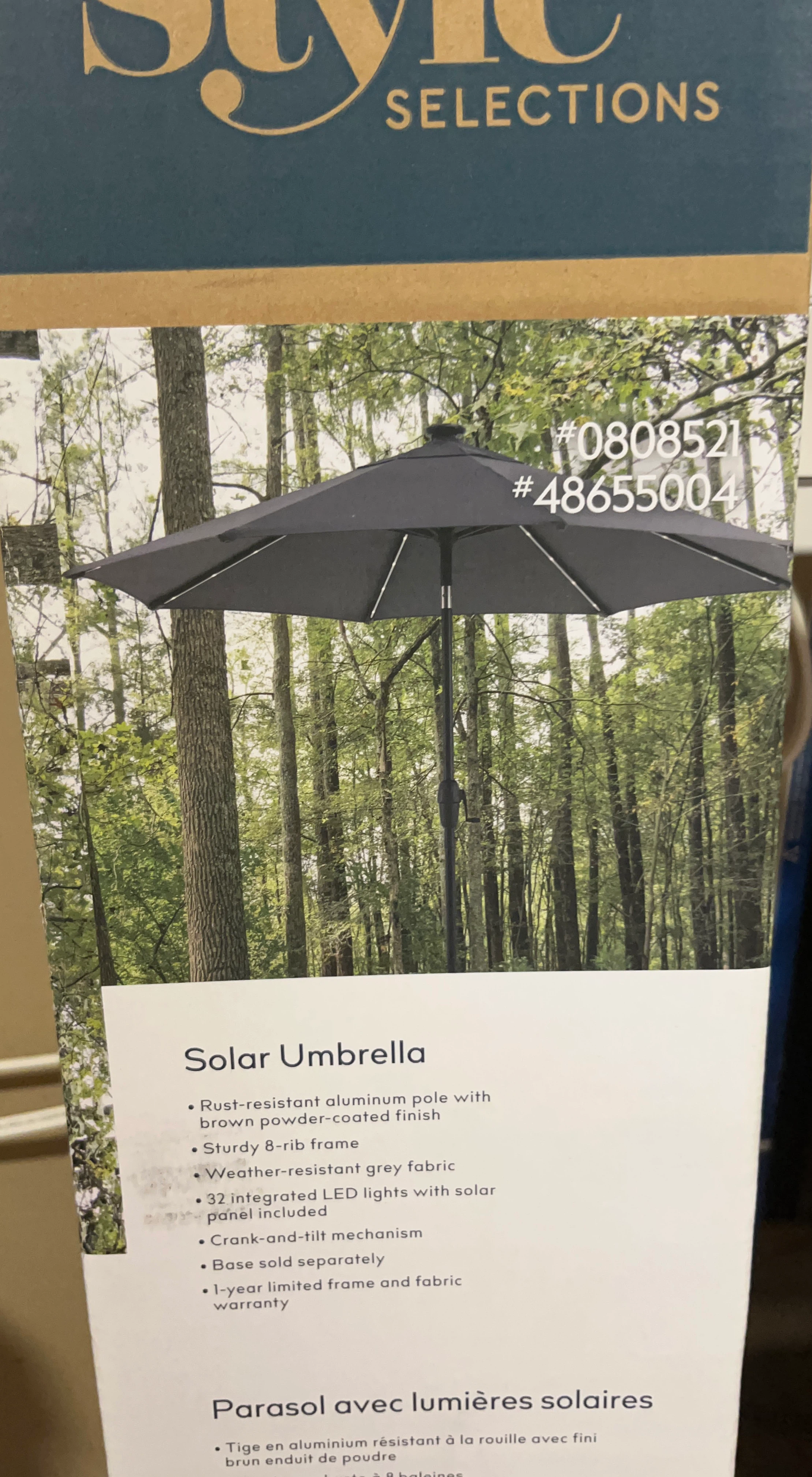 Style Selections Solar Umbrella - Grey