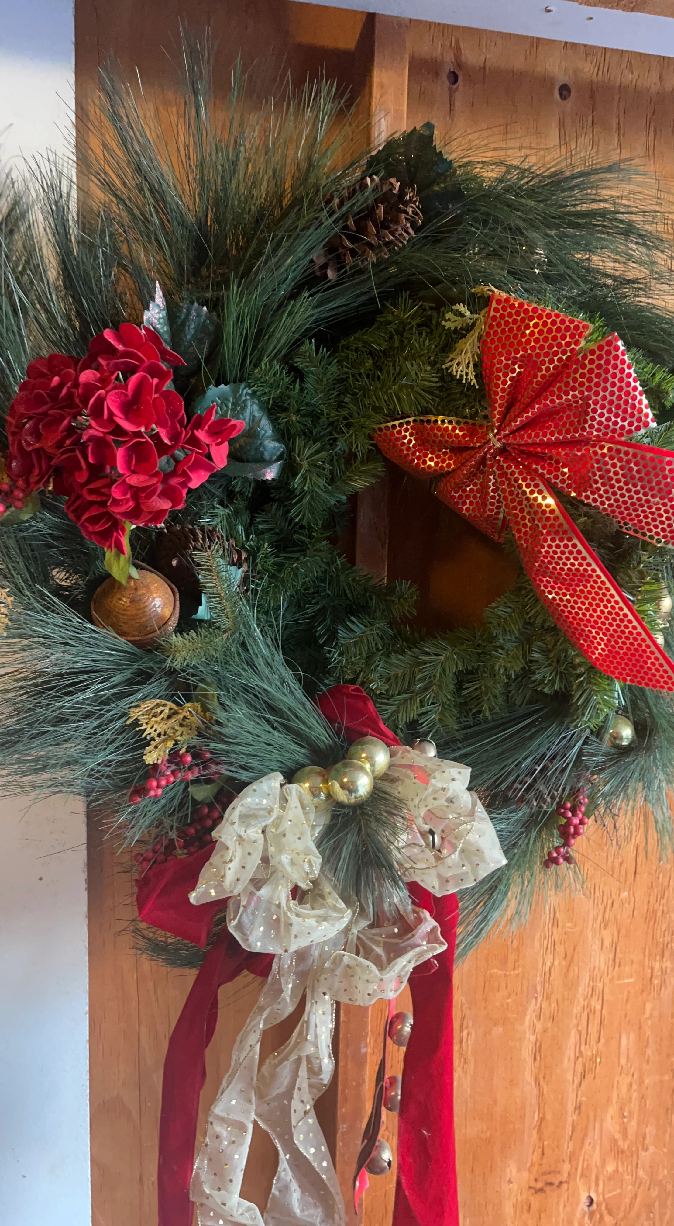 Artificial Christmas Wreath with Red Bows