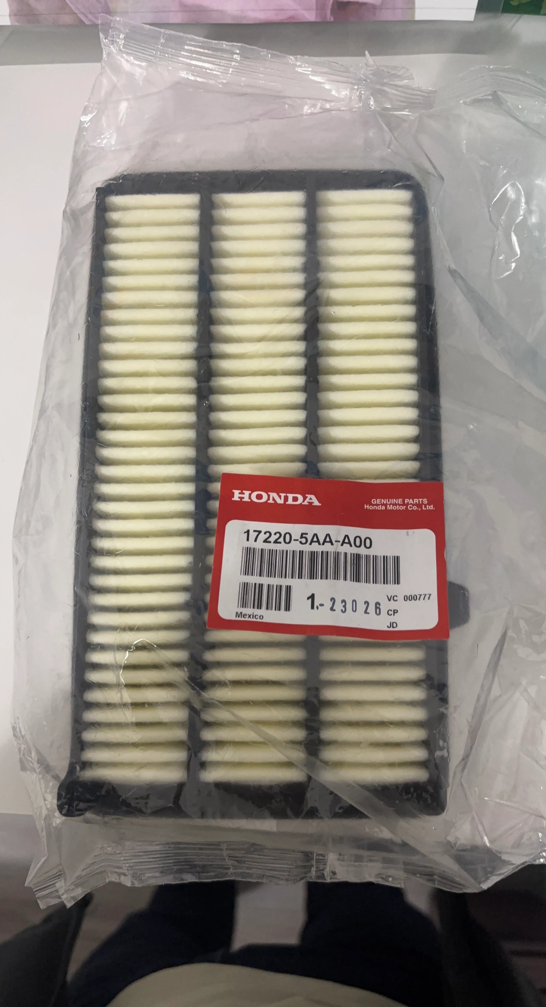 Genuine Honda Air Filter 17220-5AA-A00