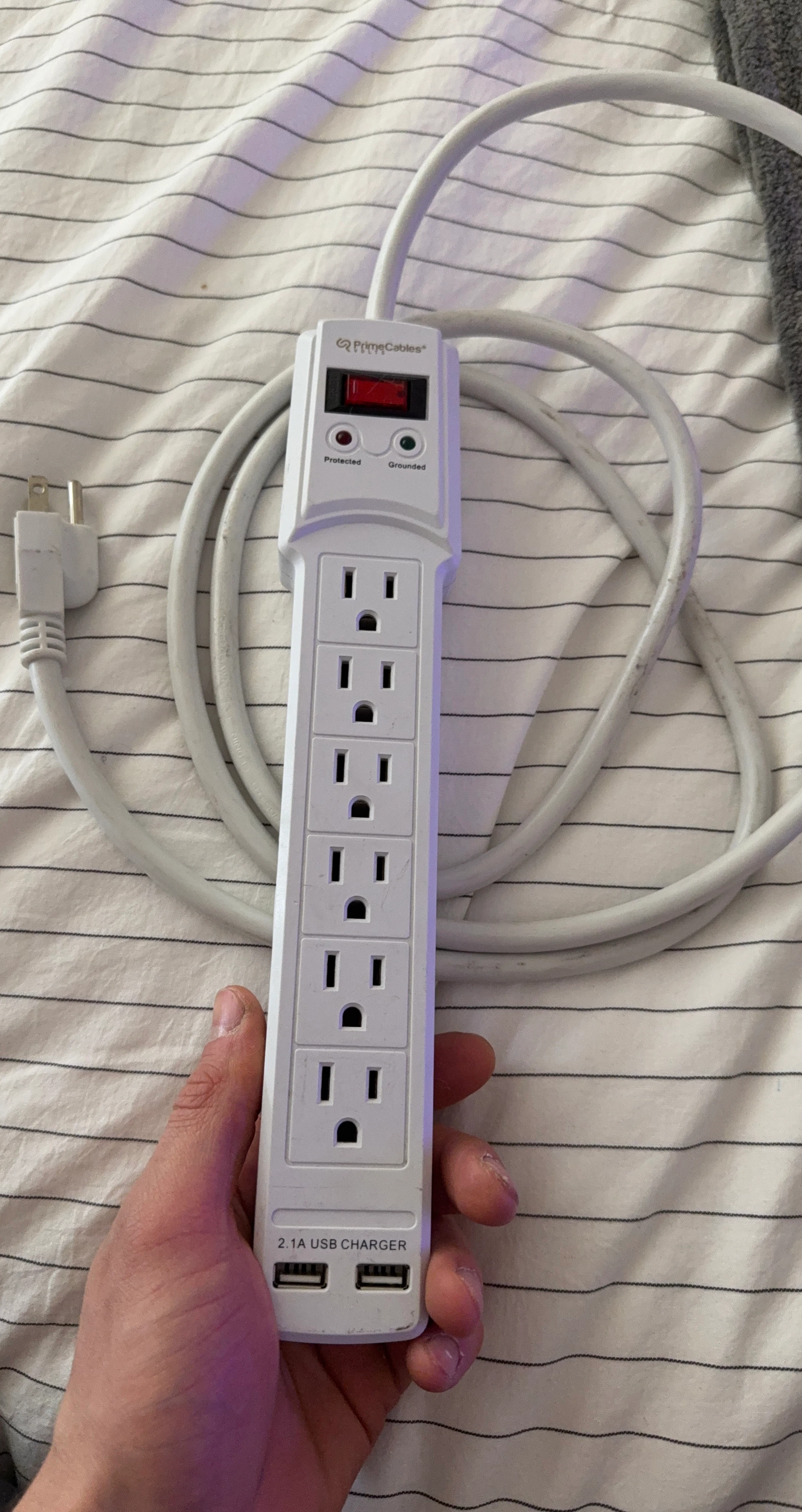 PrimeCables Surge Protector with 2 USB Ports