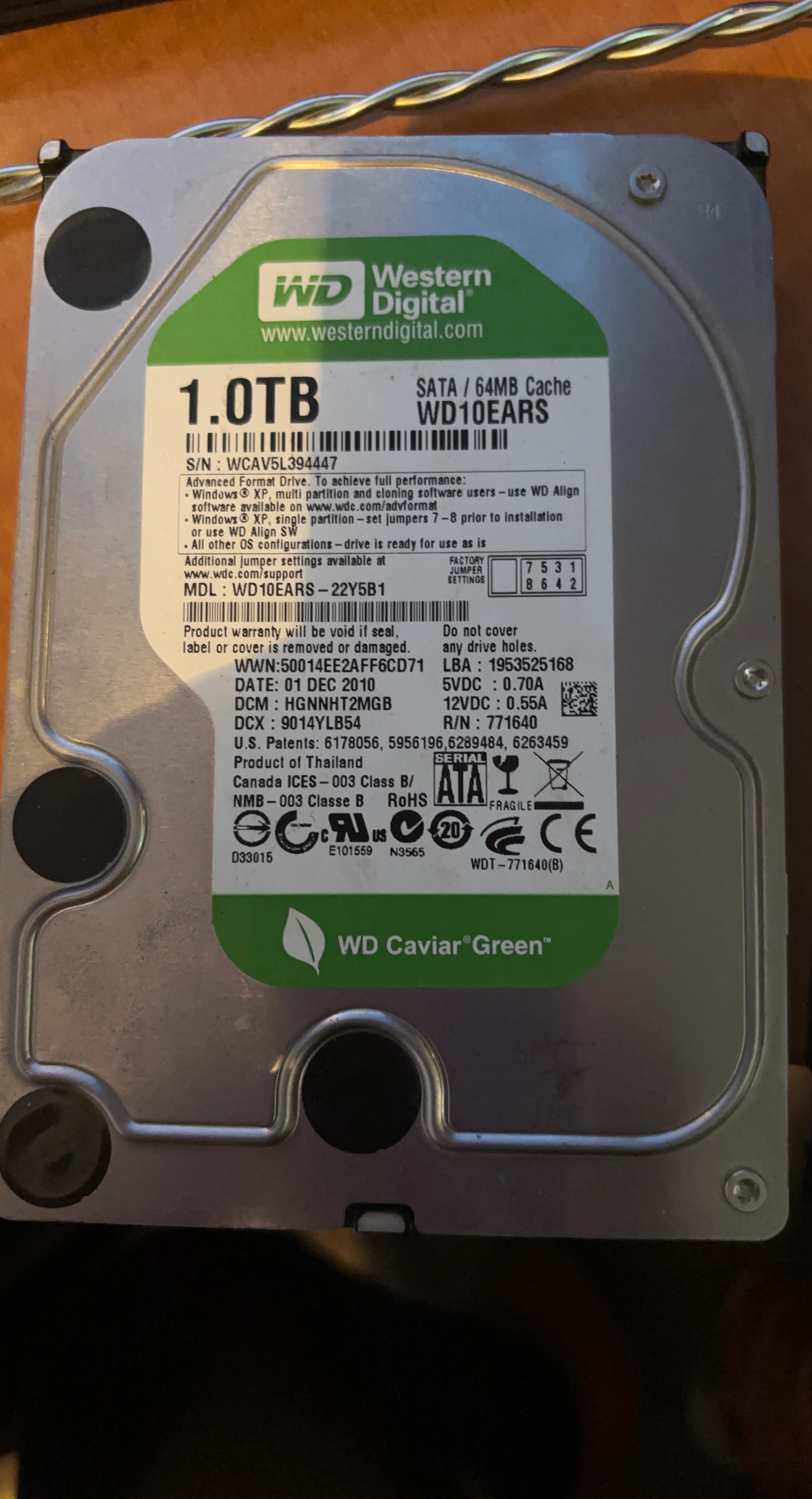 Western Digital Caviar Green 1.0TB Hard Drive