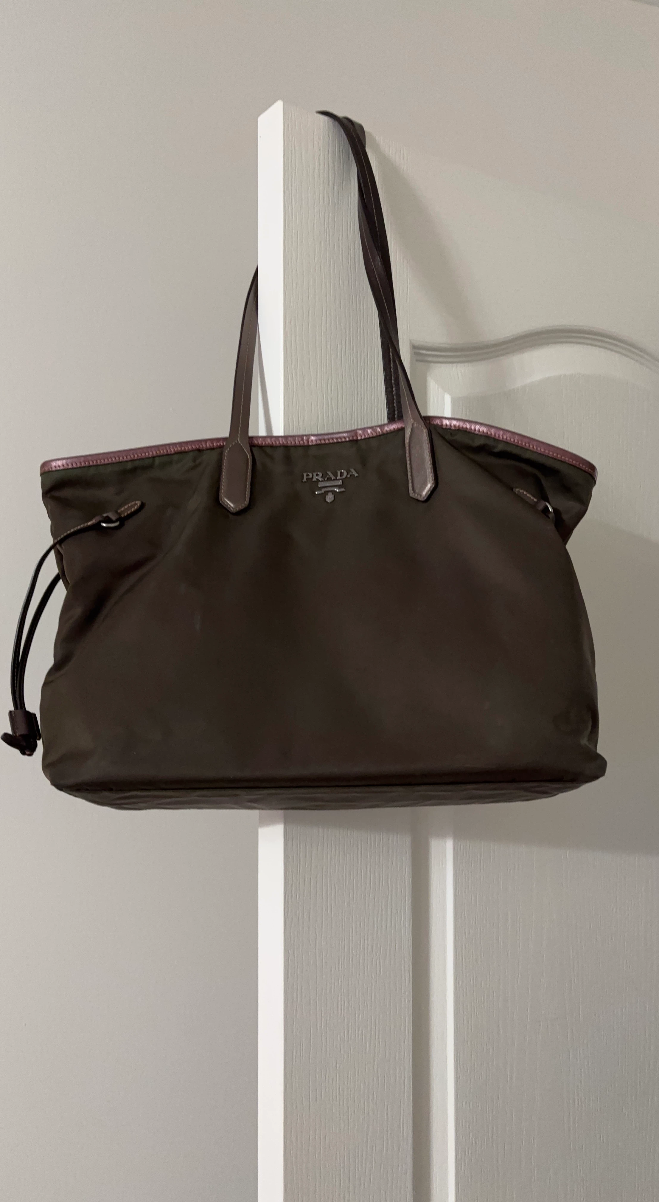 Prada Nylon Tote Bag Brown