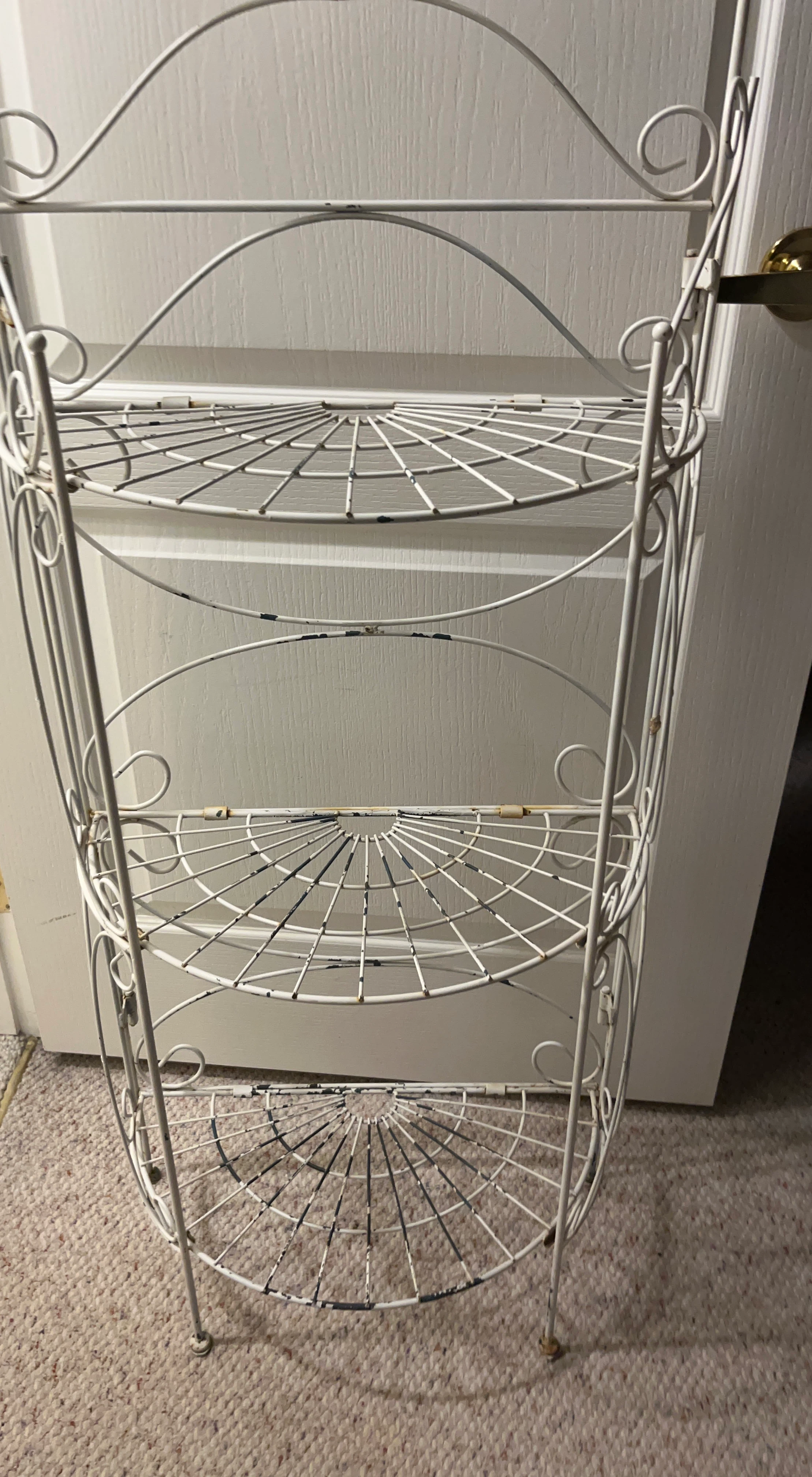 White Metal Three-Tier Corner Shelf