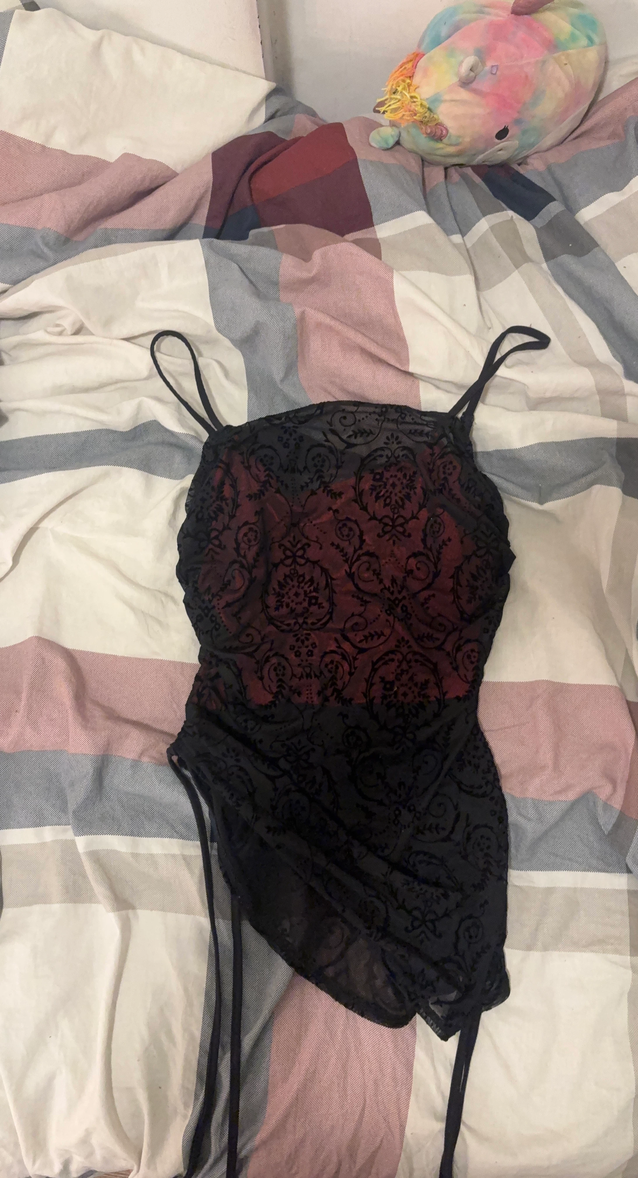 Black and Red Lace Overlay Cami