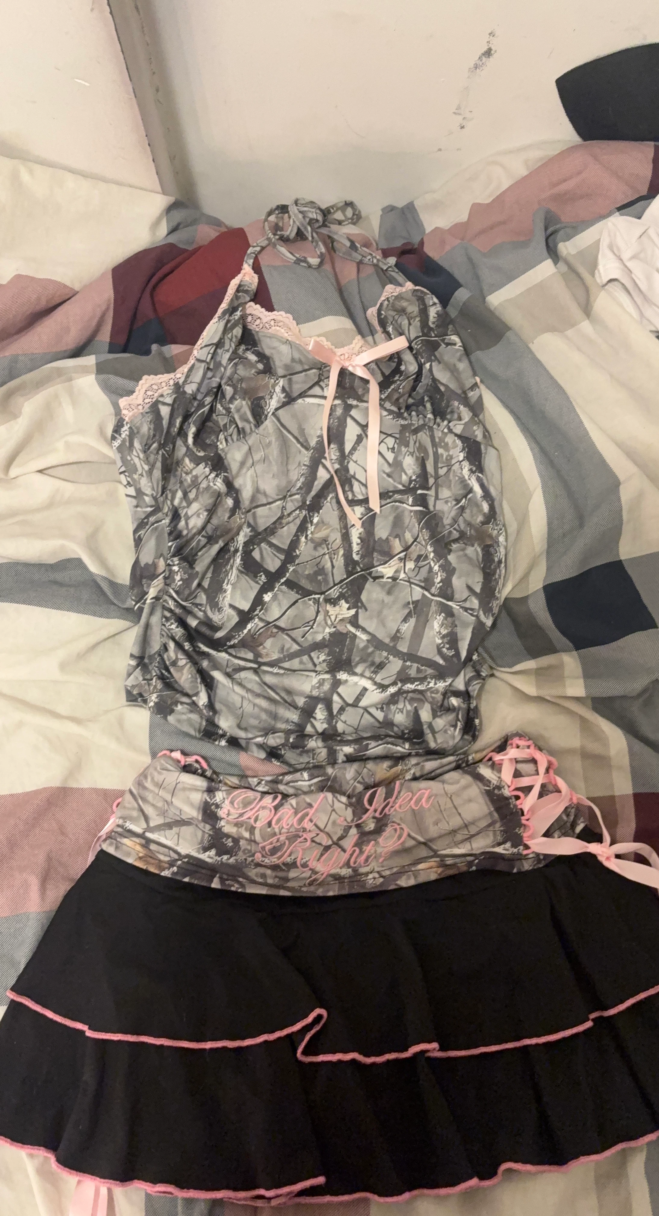 Camo and Black Two-Piece Set