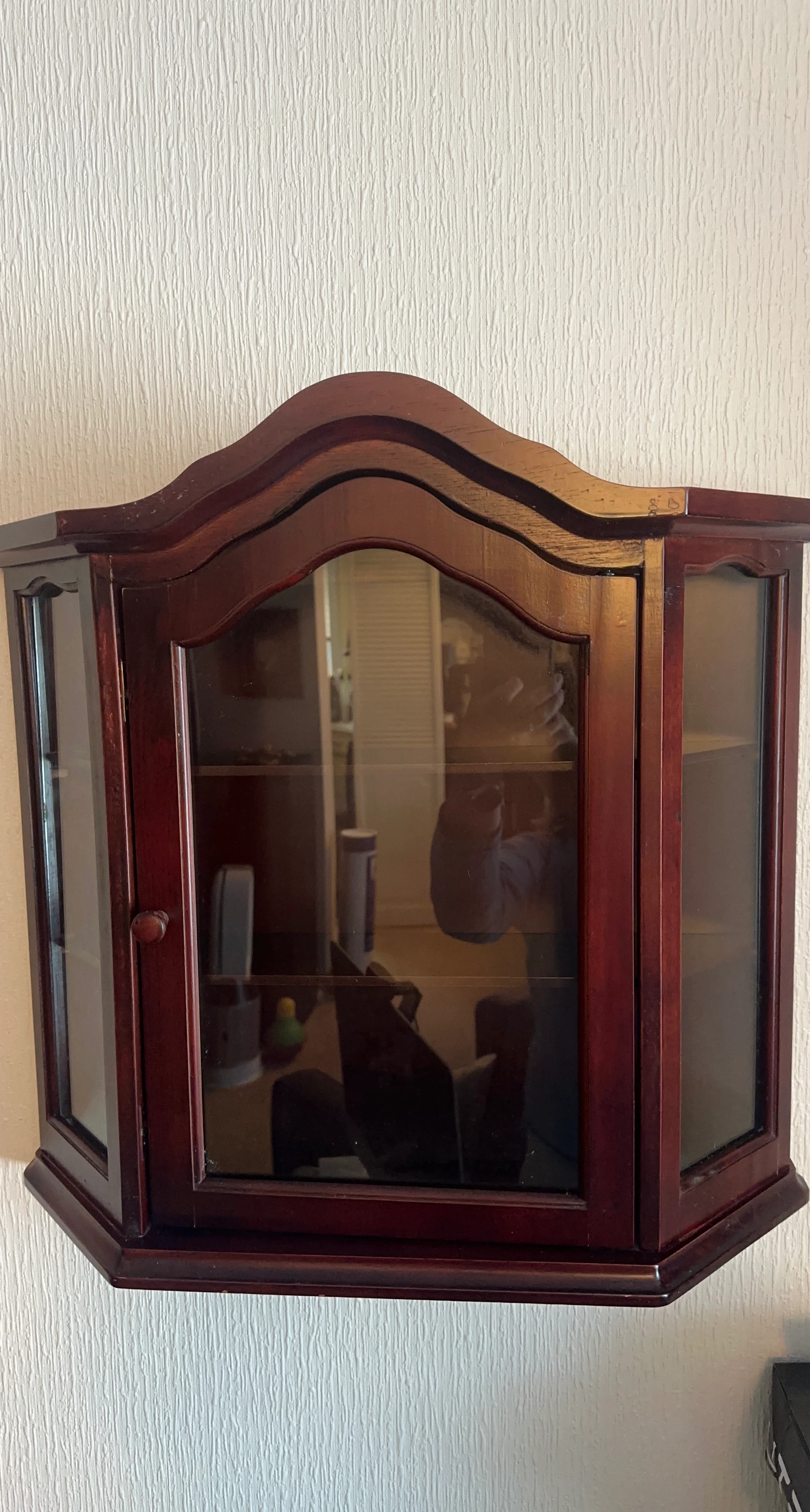 Wall-mounted wood curio display cabinet