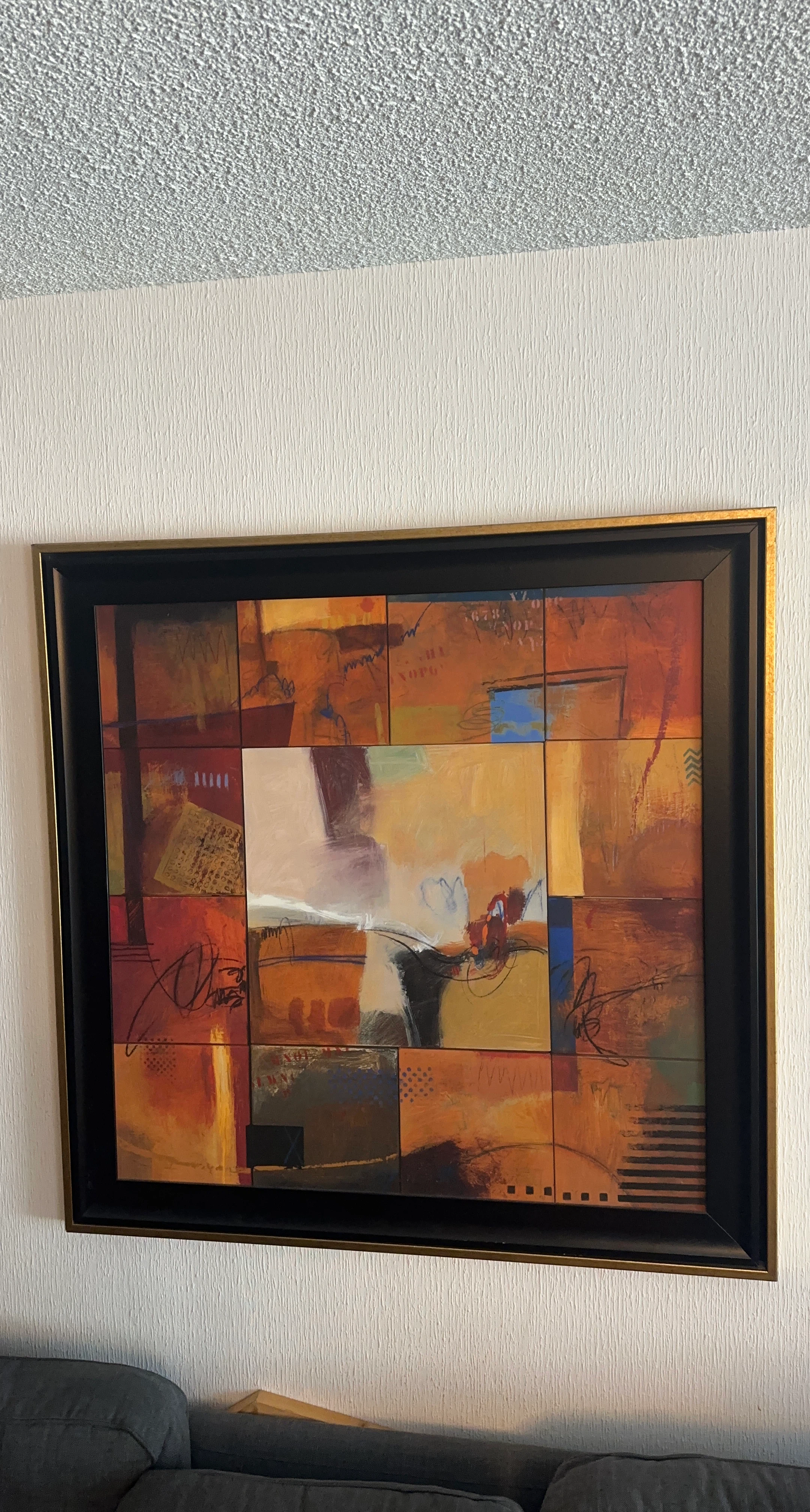Abstract Wall Art with Black and Gold Frame