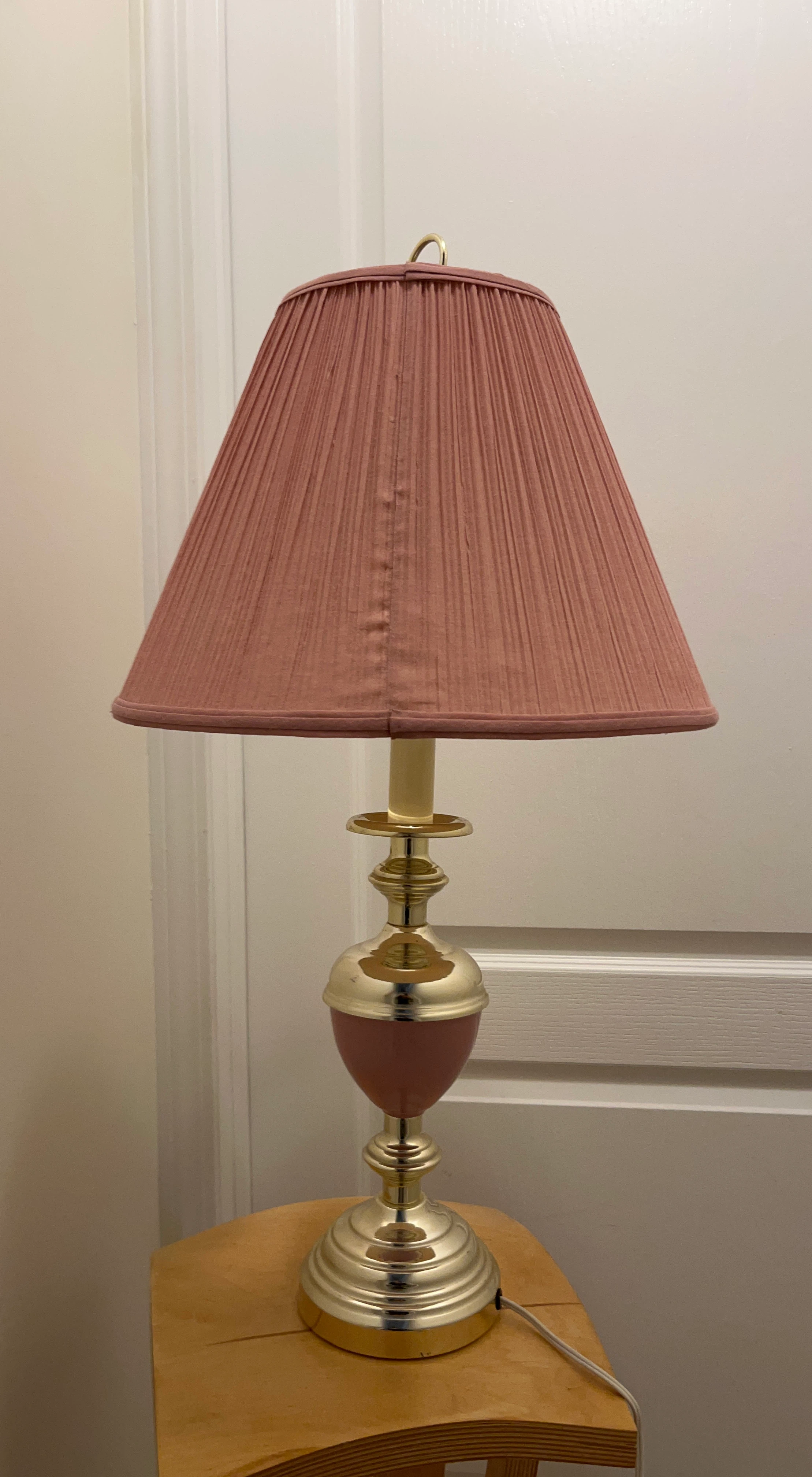 Vintage Brass and Pink Table Lamp
