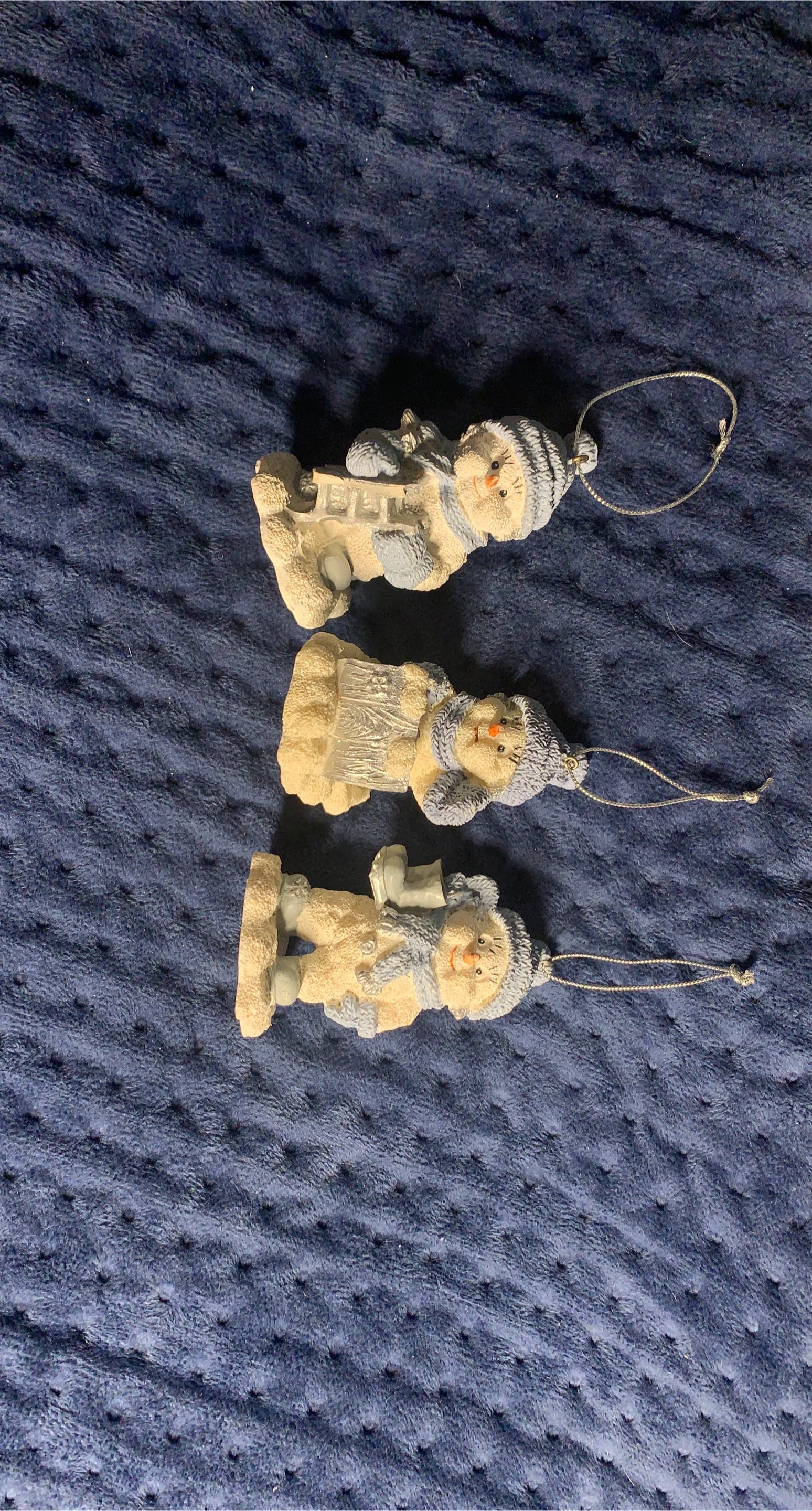 Set of 3 Snowman  vintage ornaments 1990s