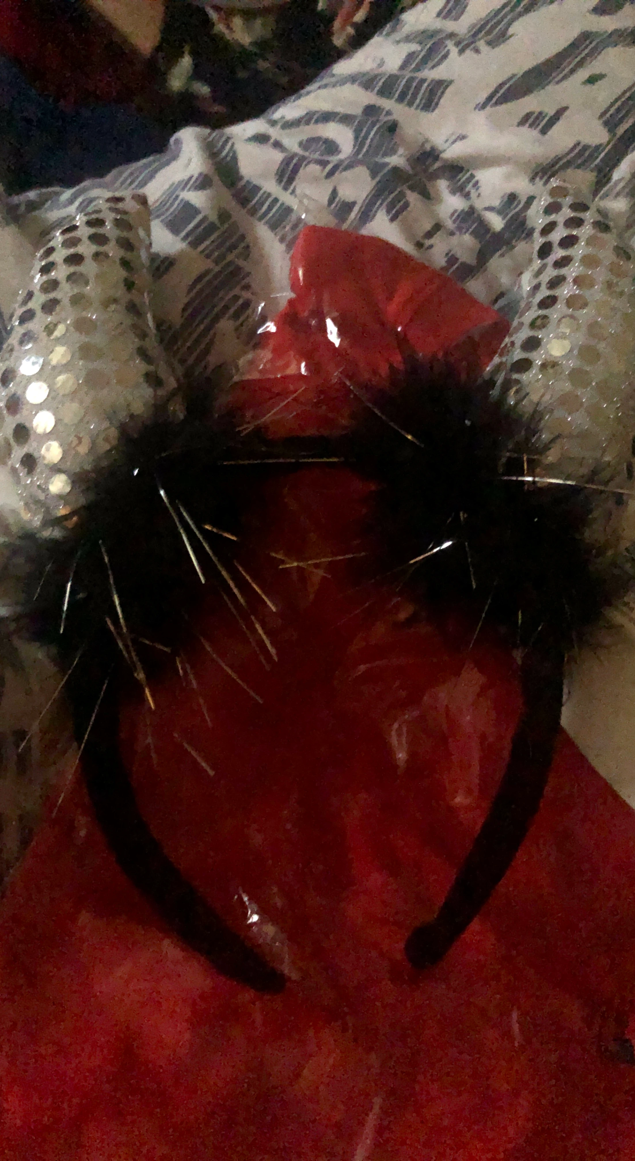 Silver Sequin Devil Horn Headband