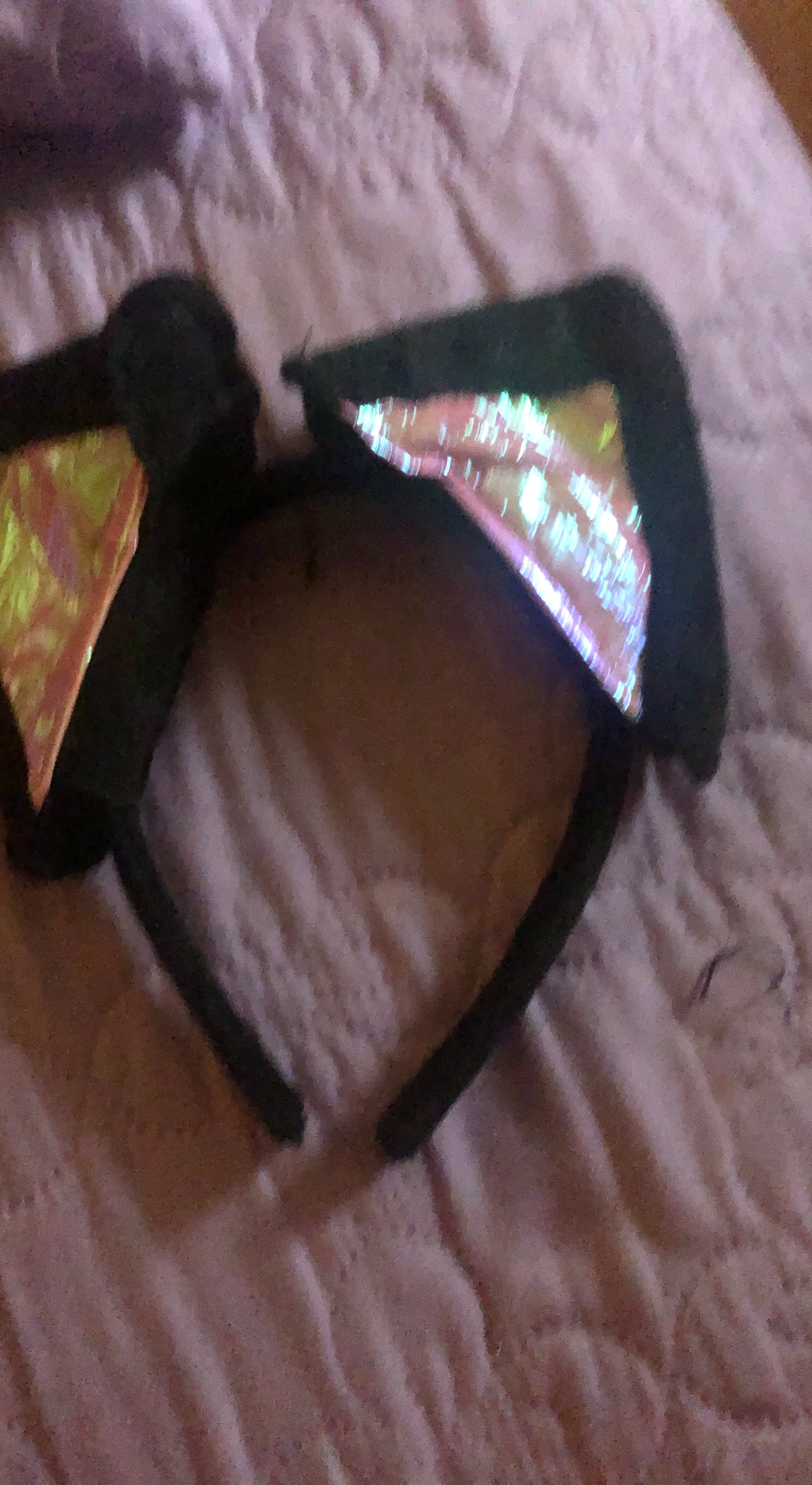 Black Cat Ear Headband with Holographic Accents