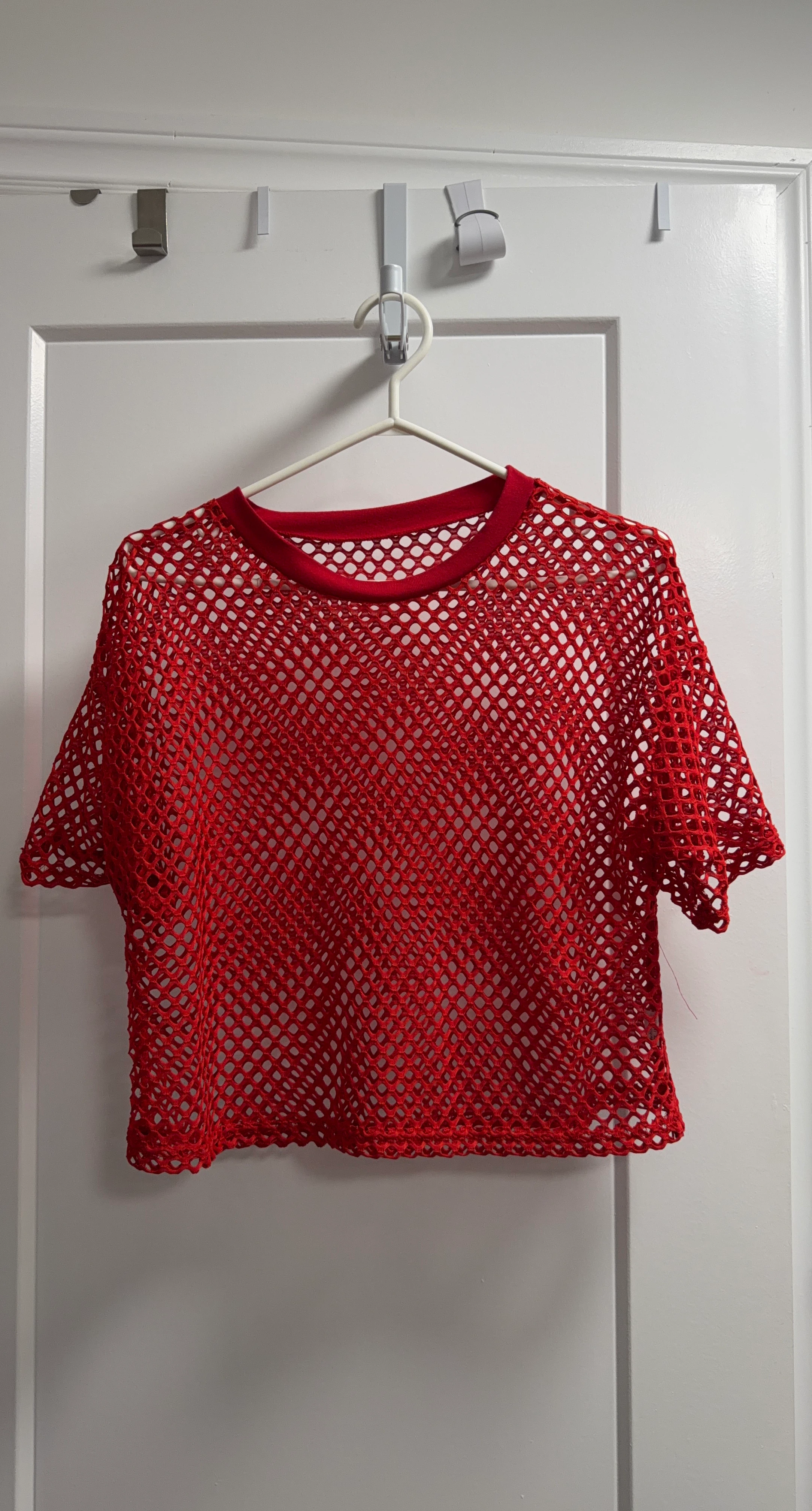 Red Mesh Crop Top