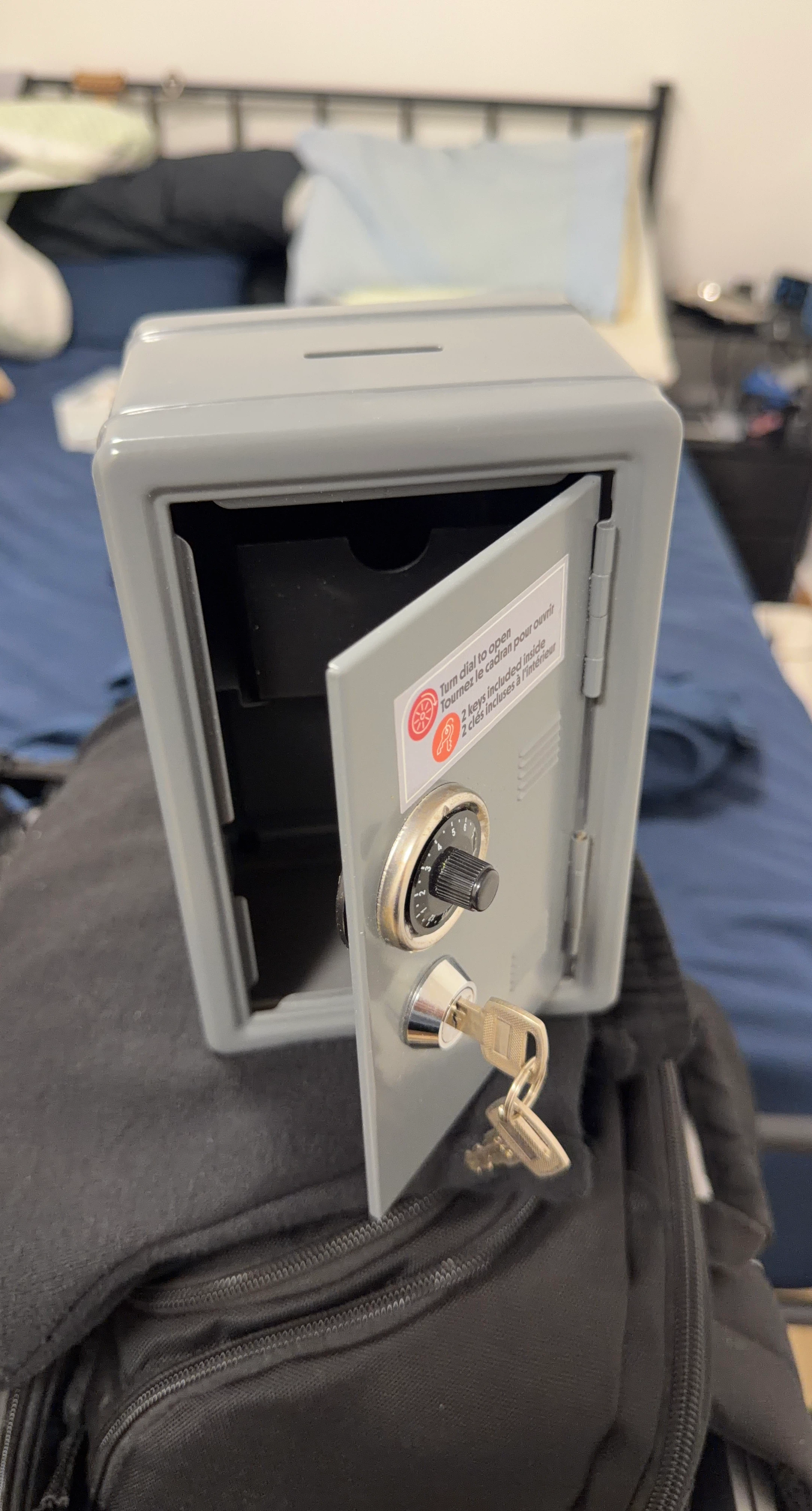 Grey Metal Coin Bank Safe