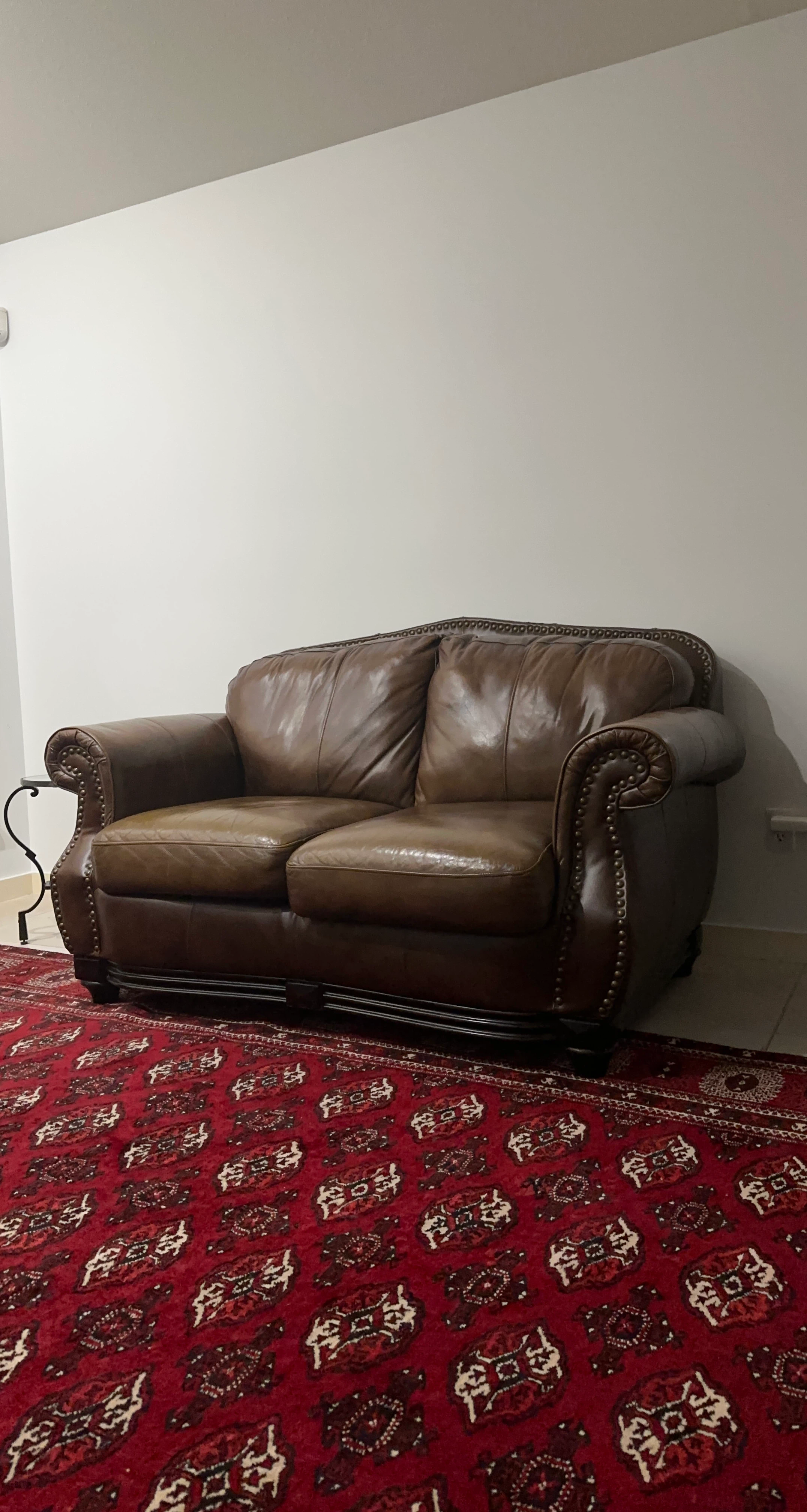 Brown Leather Loveseat