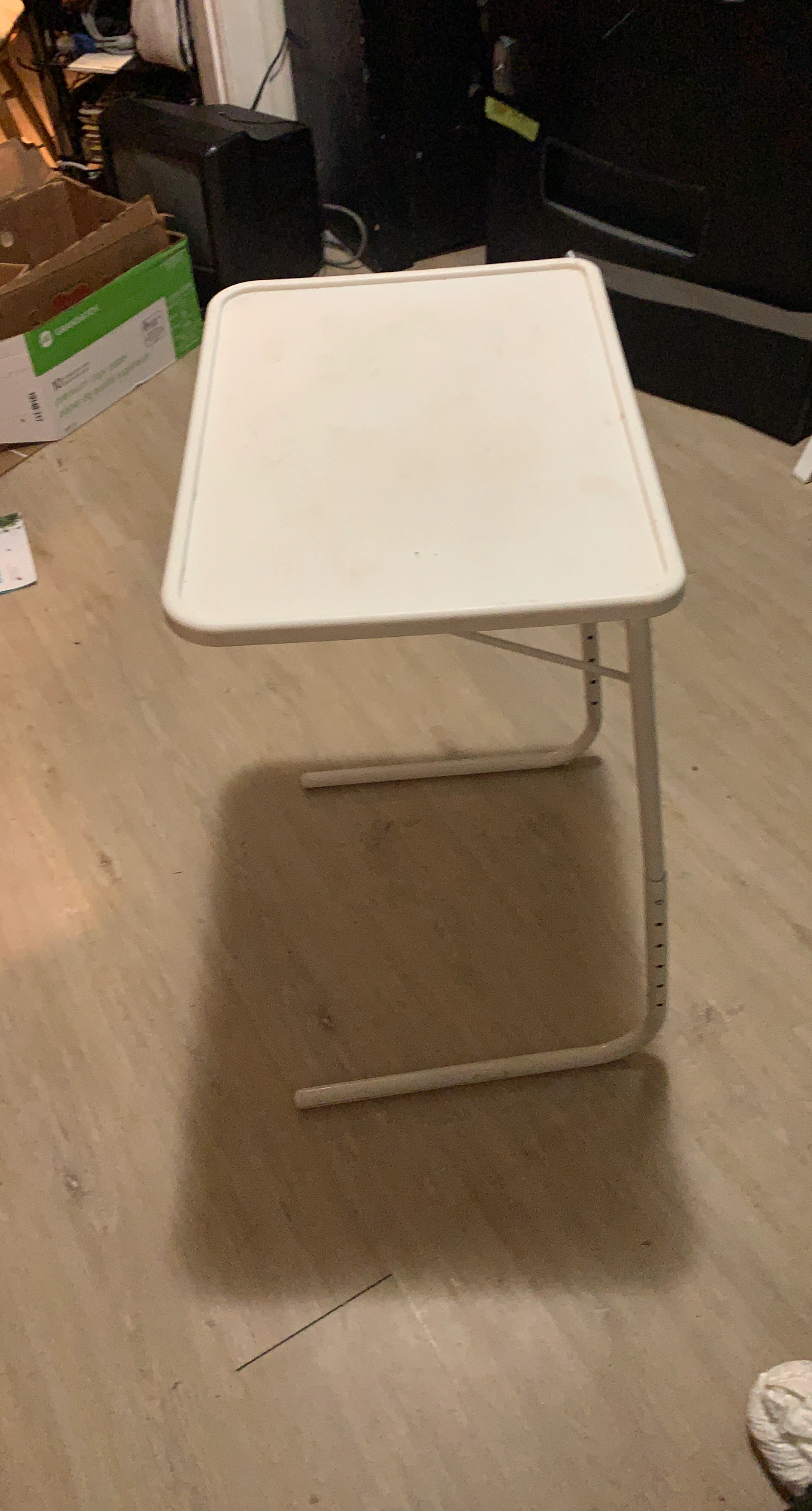 White Adjustable Folding Tray Table