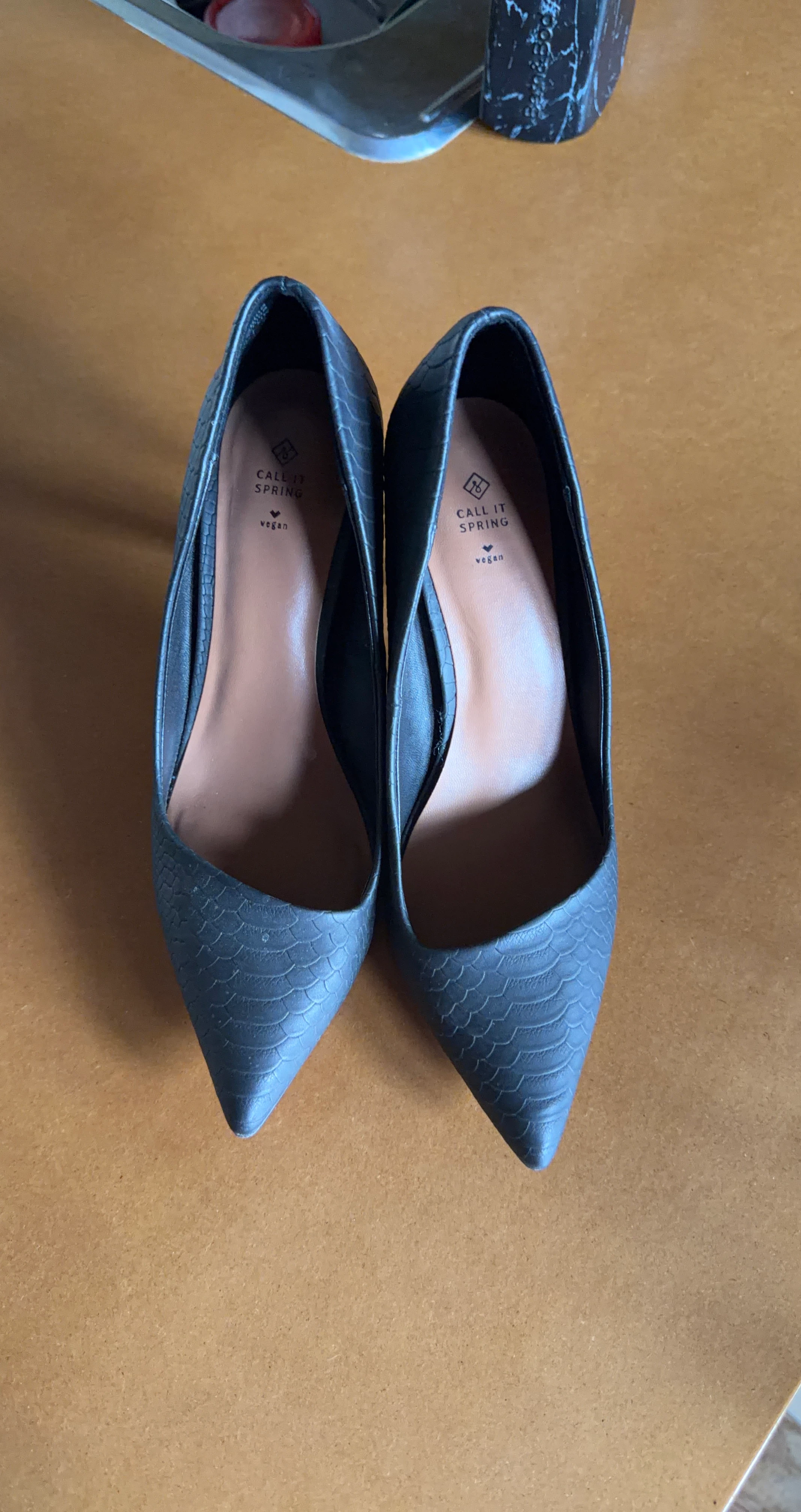 Call It Spring Black Vegan Pointed Heels