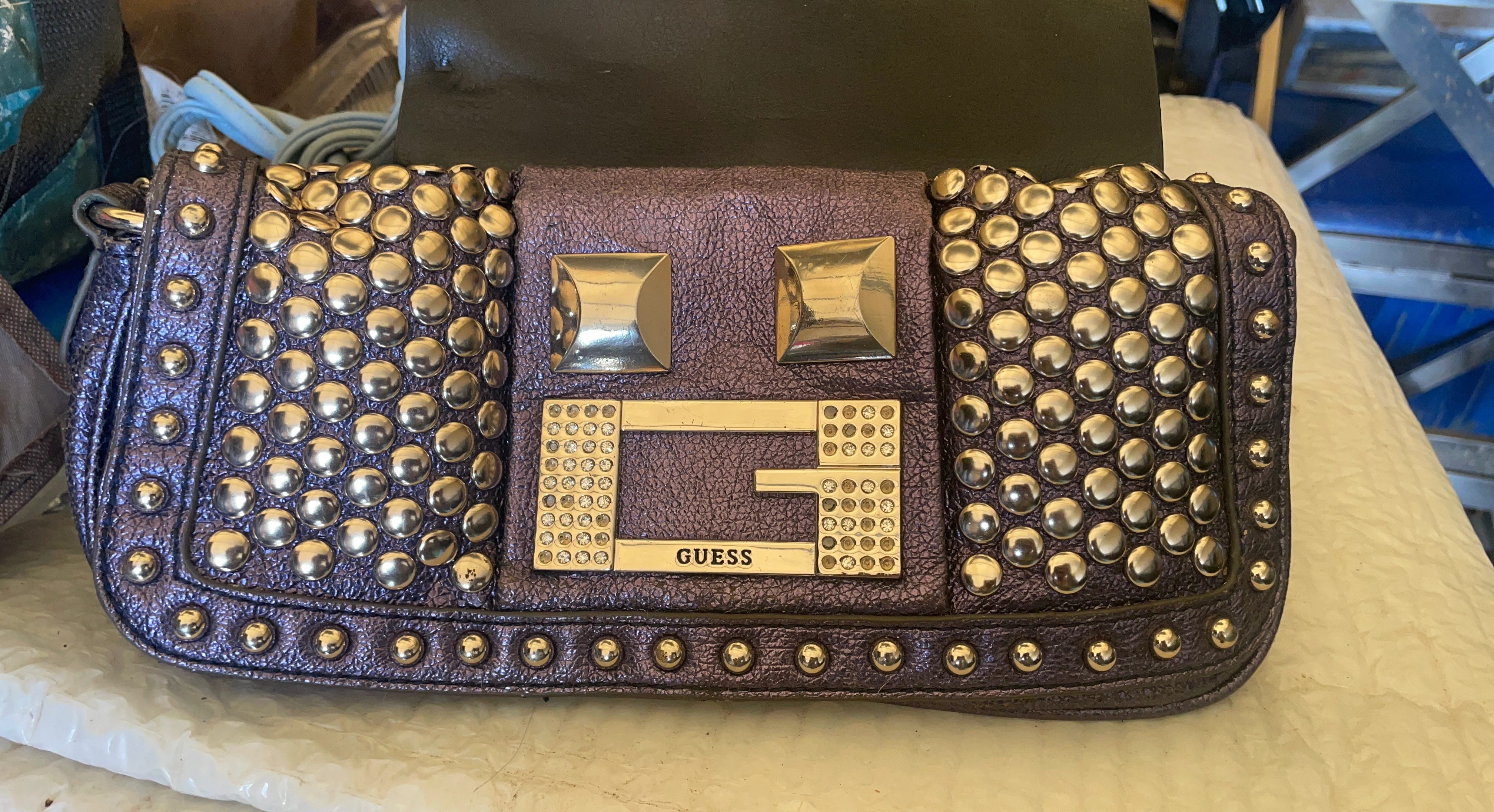 Guess Studded Purple Shoulder Bag