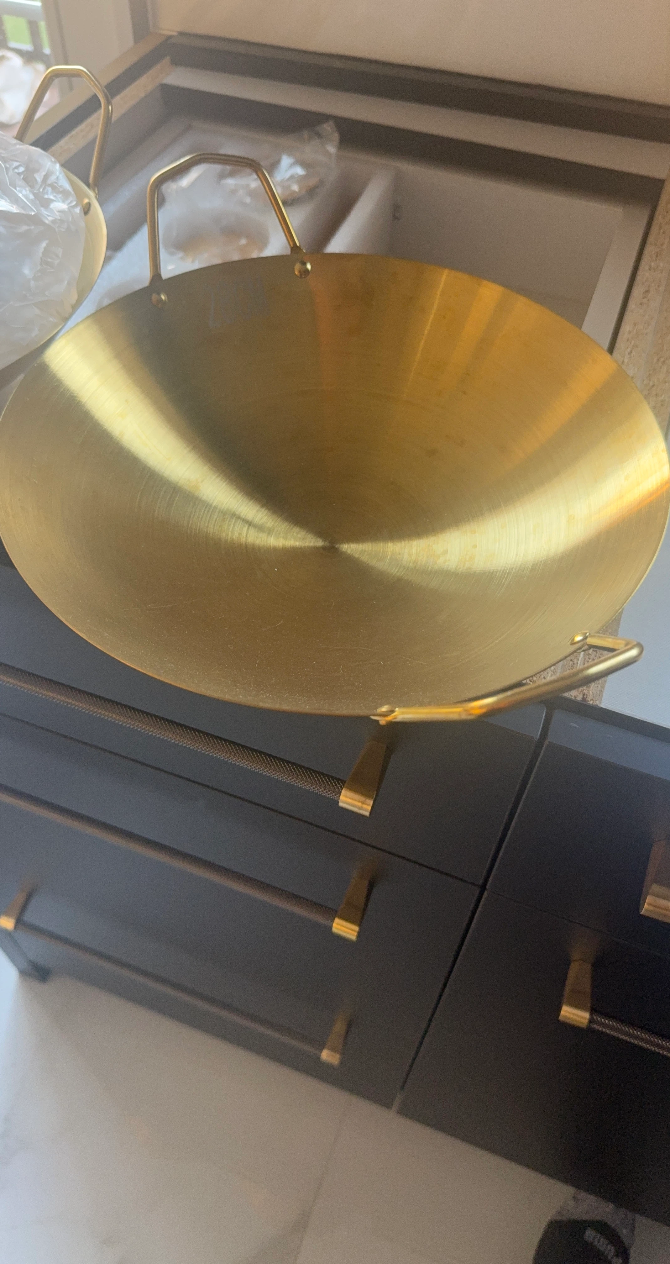 Gold-tone Metal Wok 28cm
