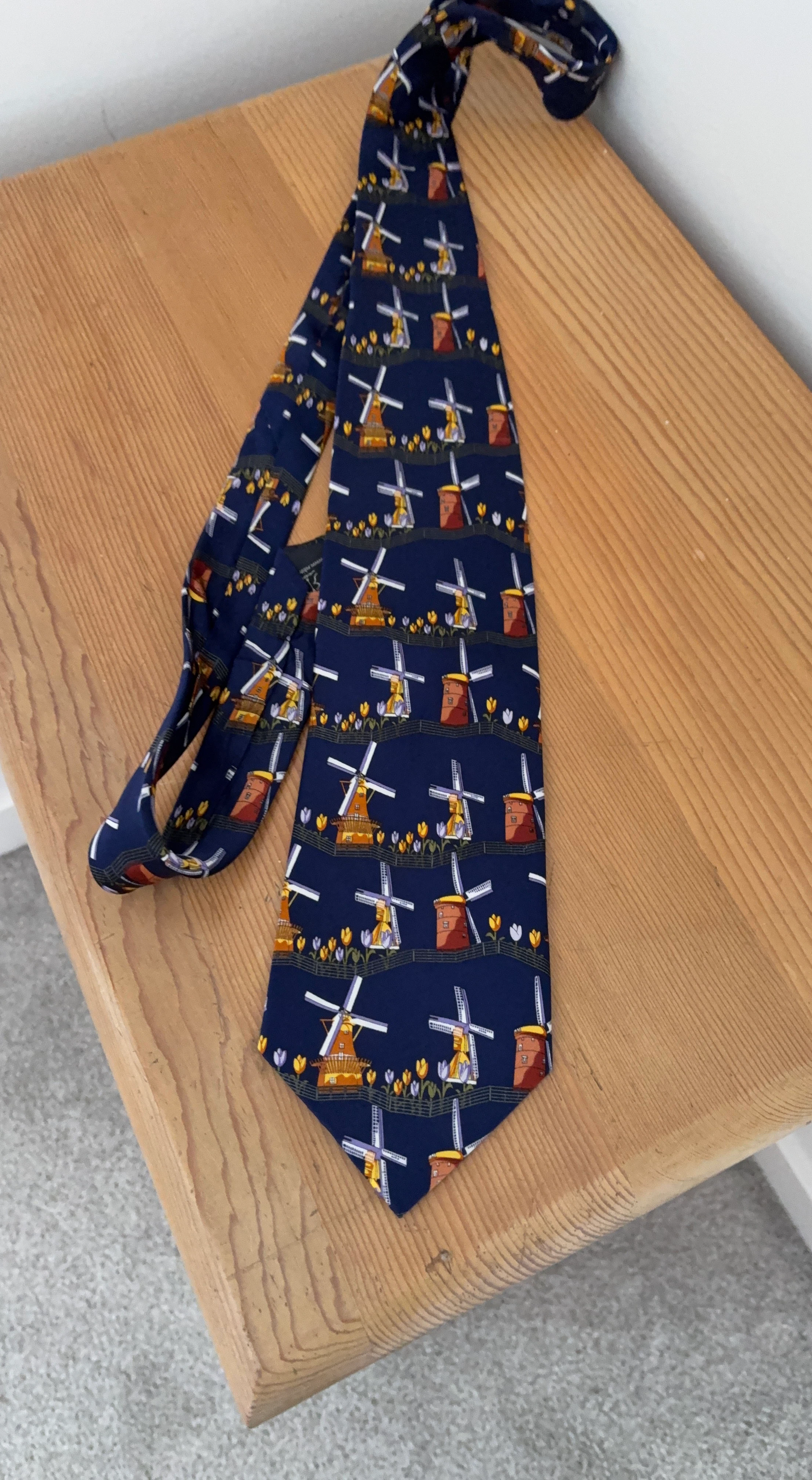 Robin Ruth Navy Windmill Necktie