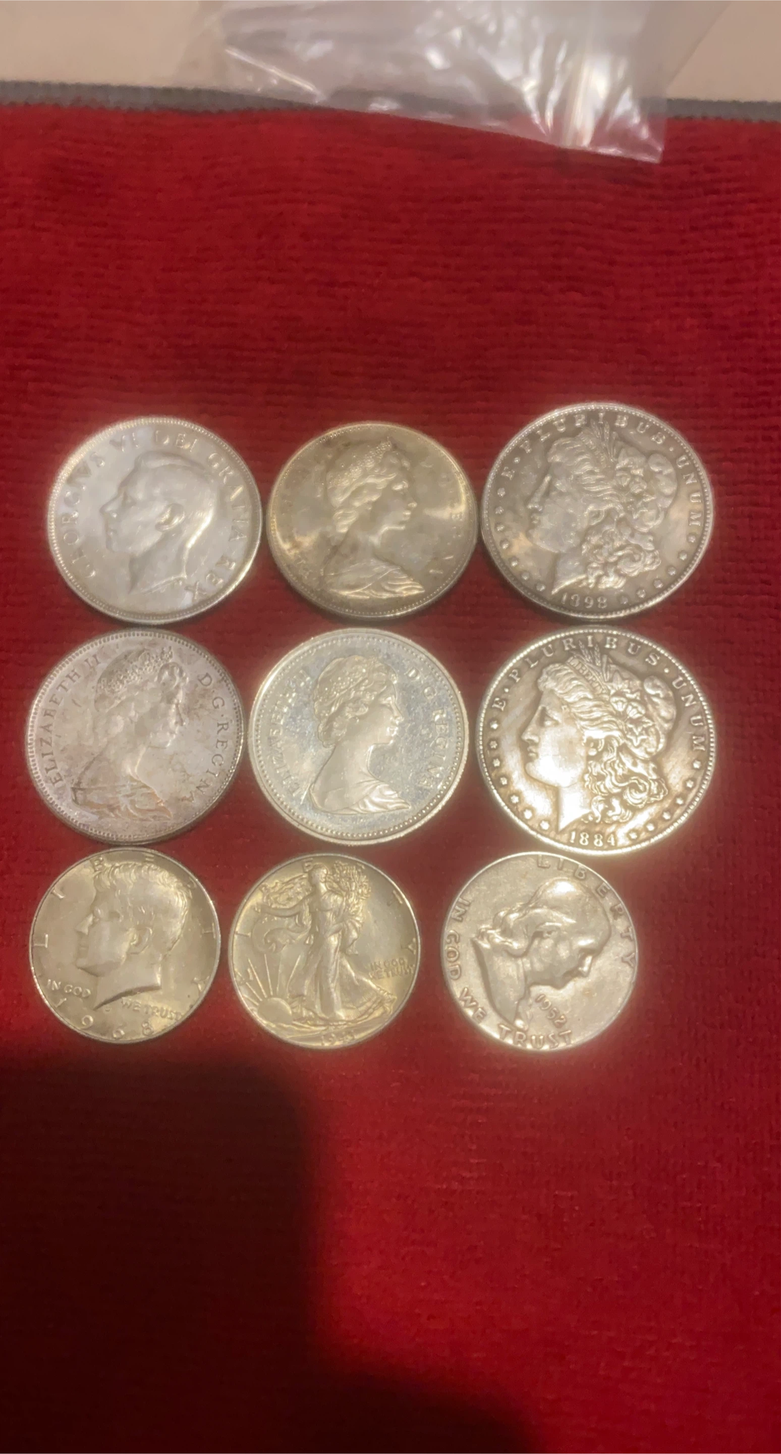 Collection of 9 Vintage  silver Canadian and American Coins