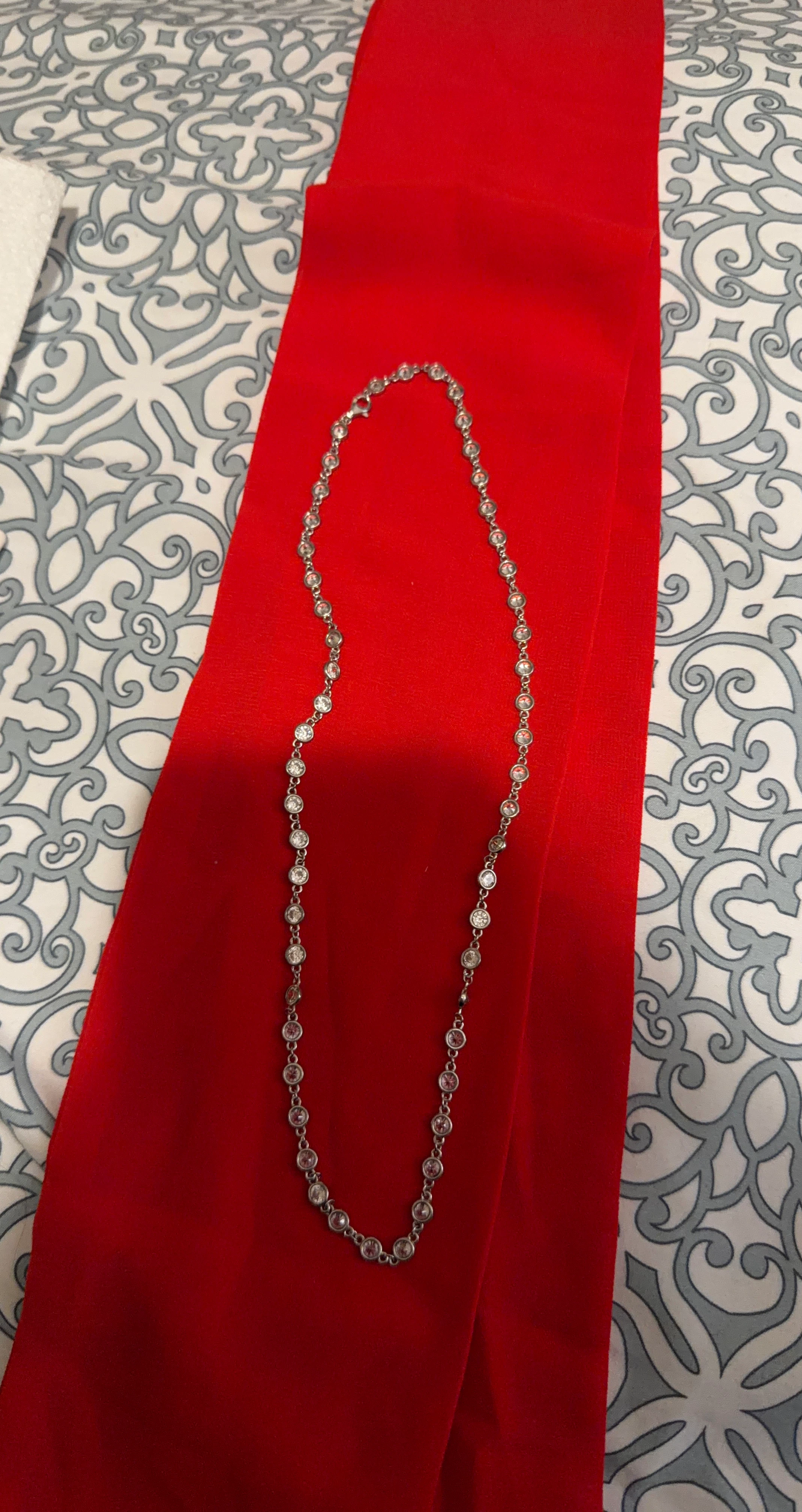 Station necklace with clear stones