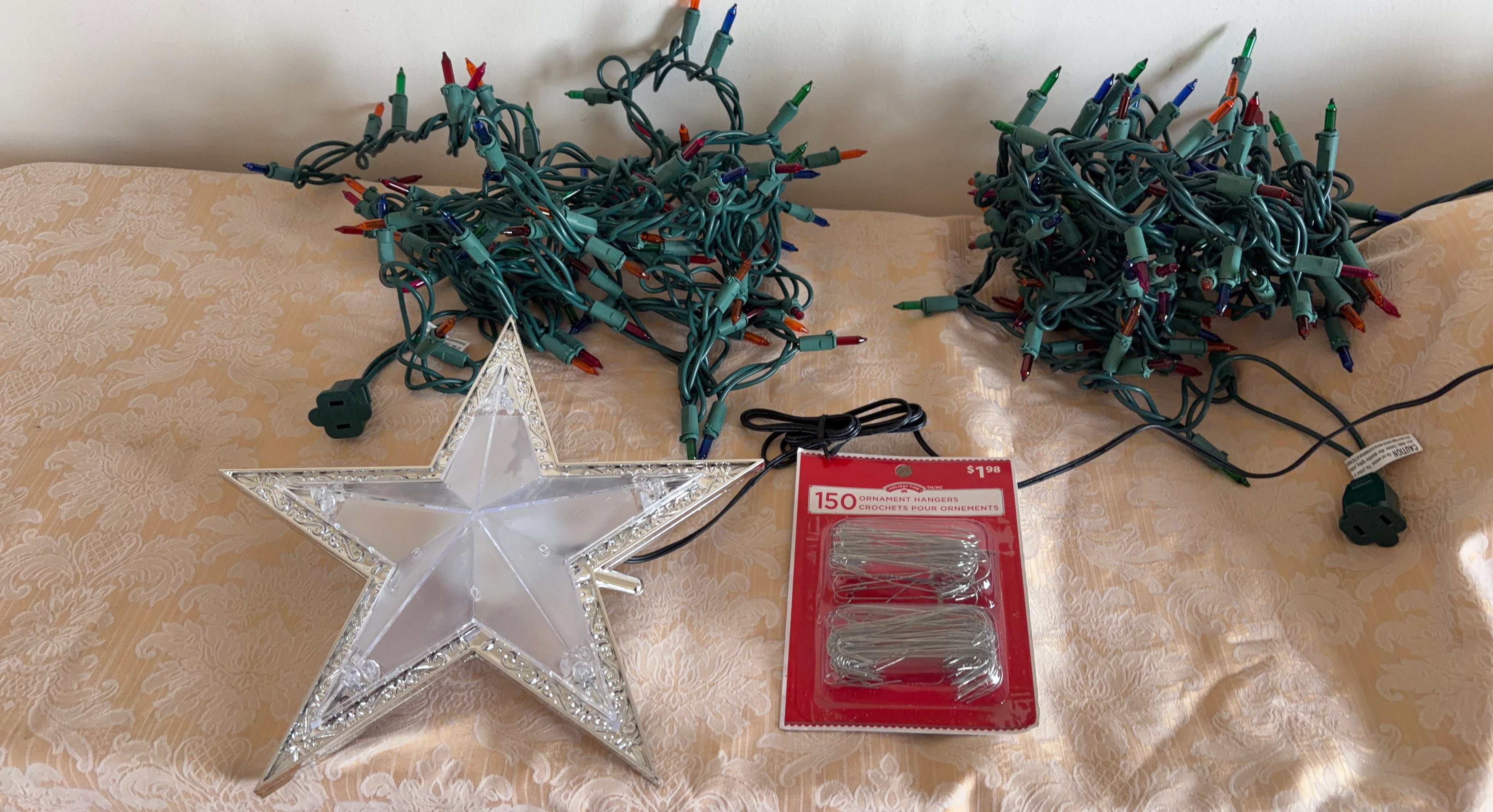 Holiday Time Star Tree Topper, Lights, and Ornament Hangers