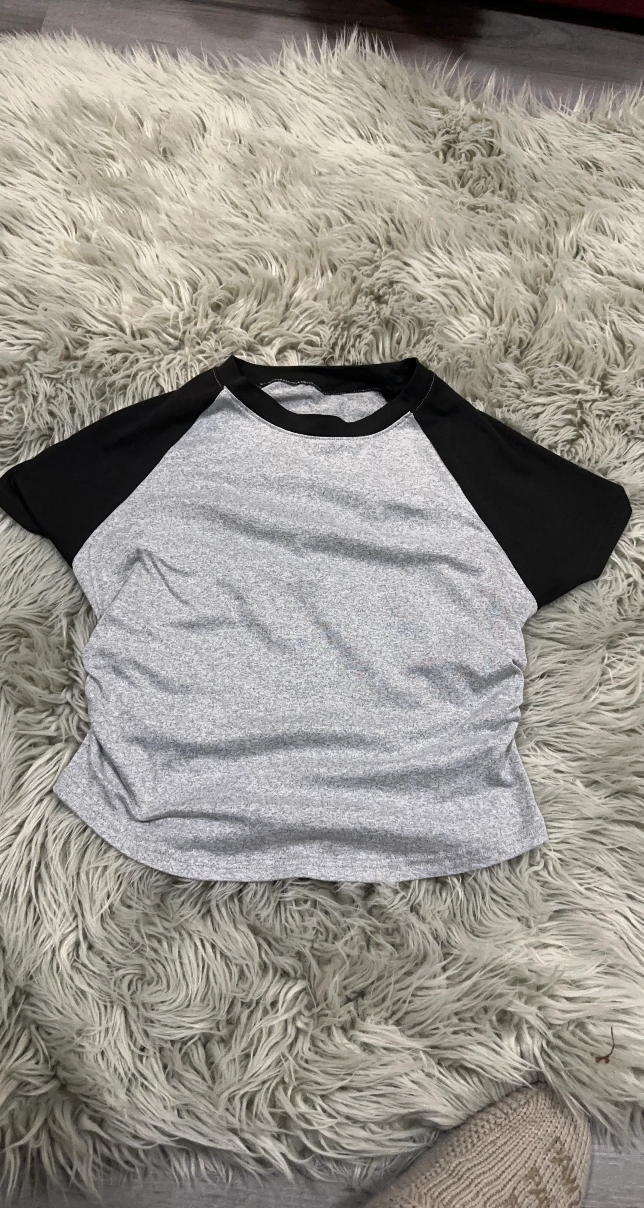 Grey and black raglan t-shirt