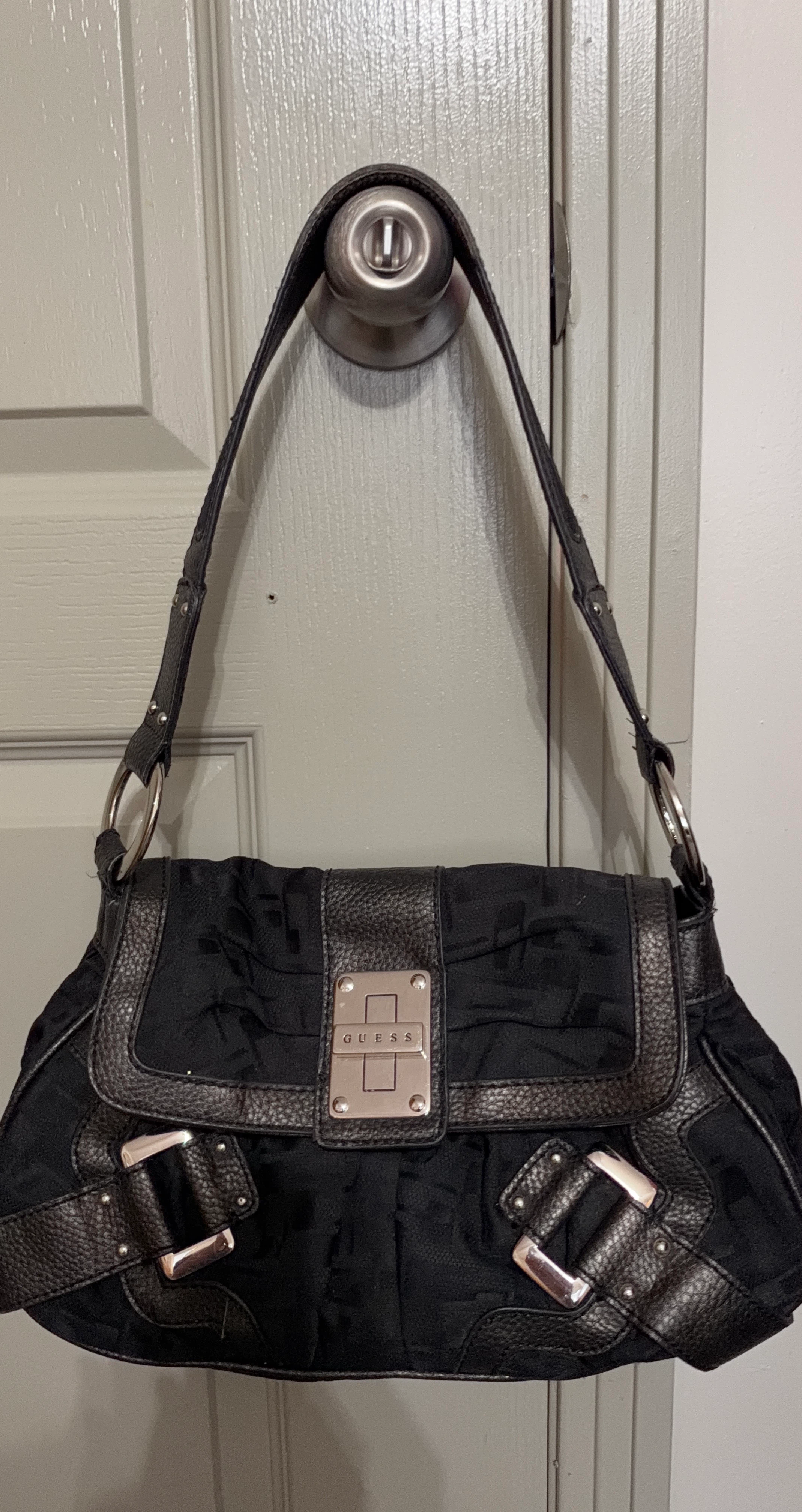 Guess black shoulder bag and matching wallet set