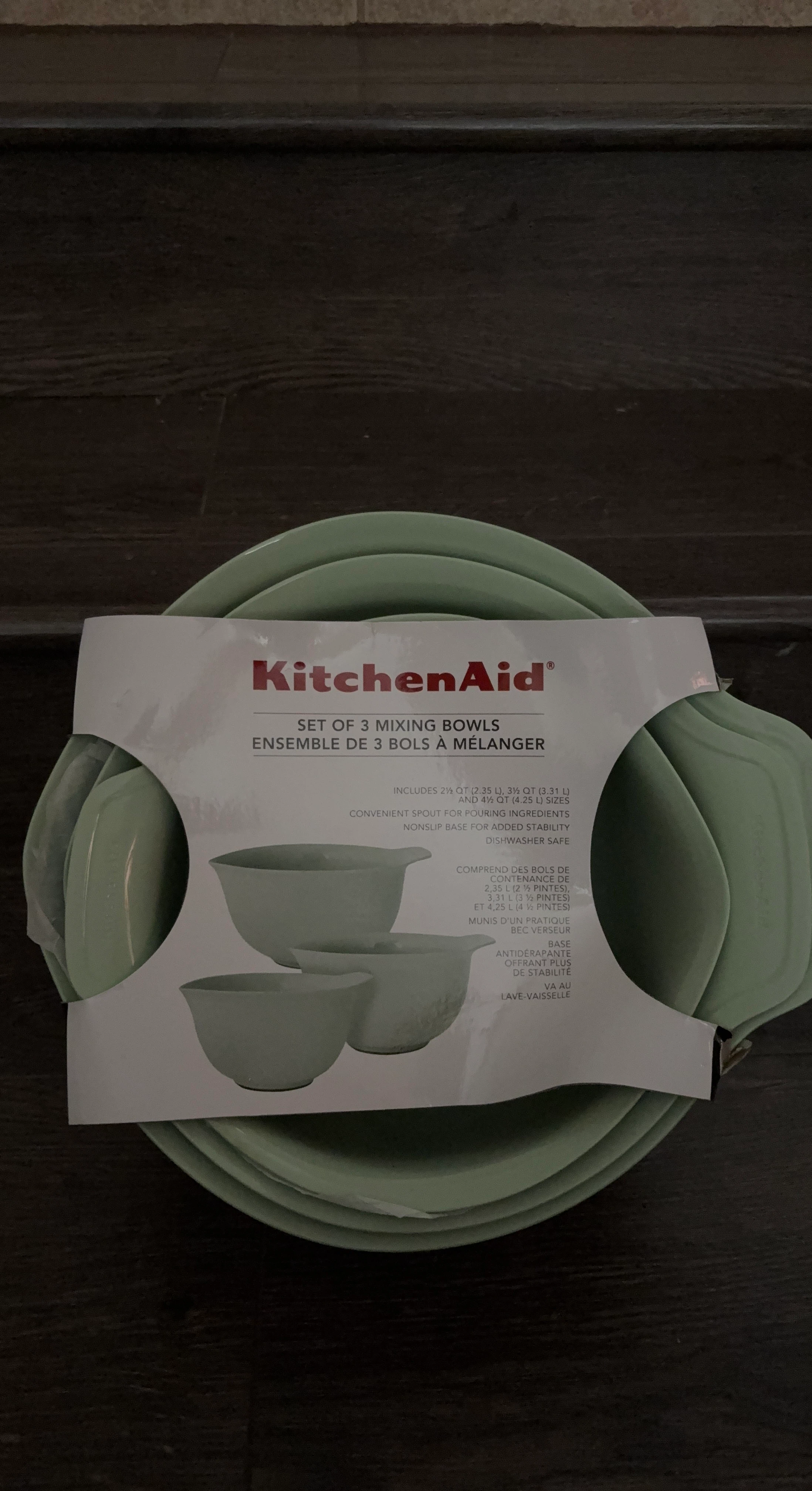 KitchenAid Set of 3 Mixing Bowls - Green