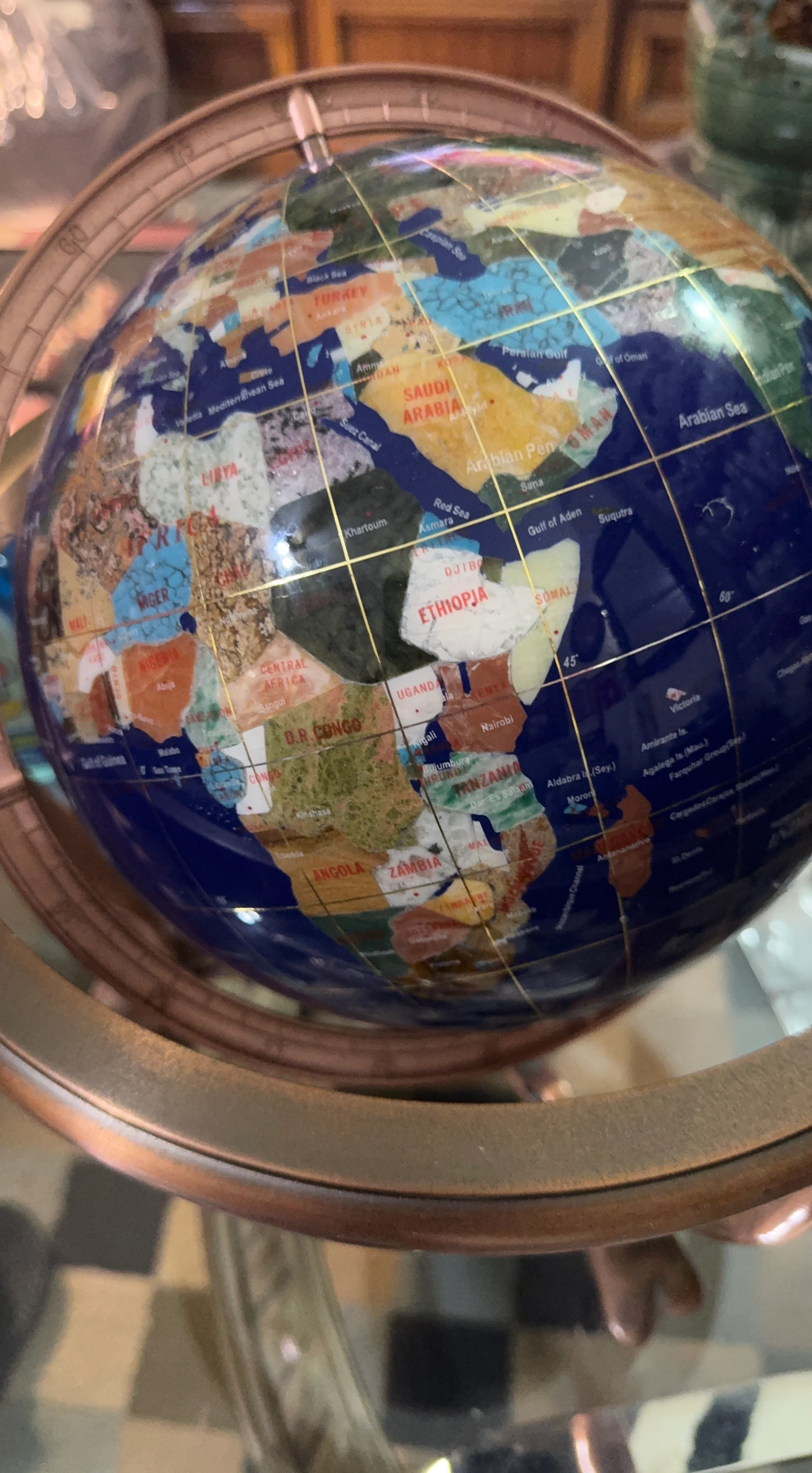 Semi-Precious Gemstone Desktop Globe