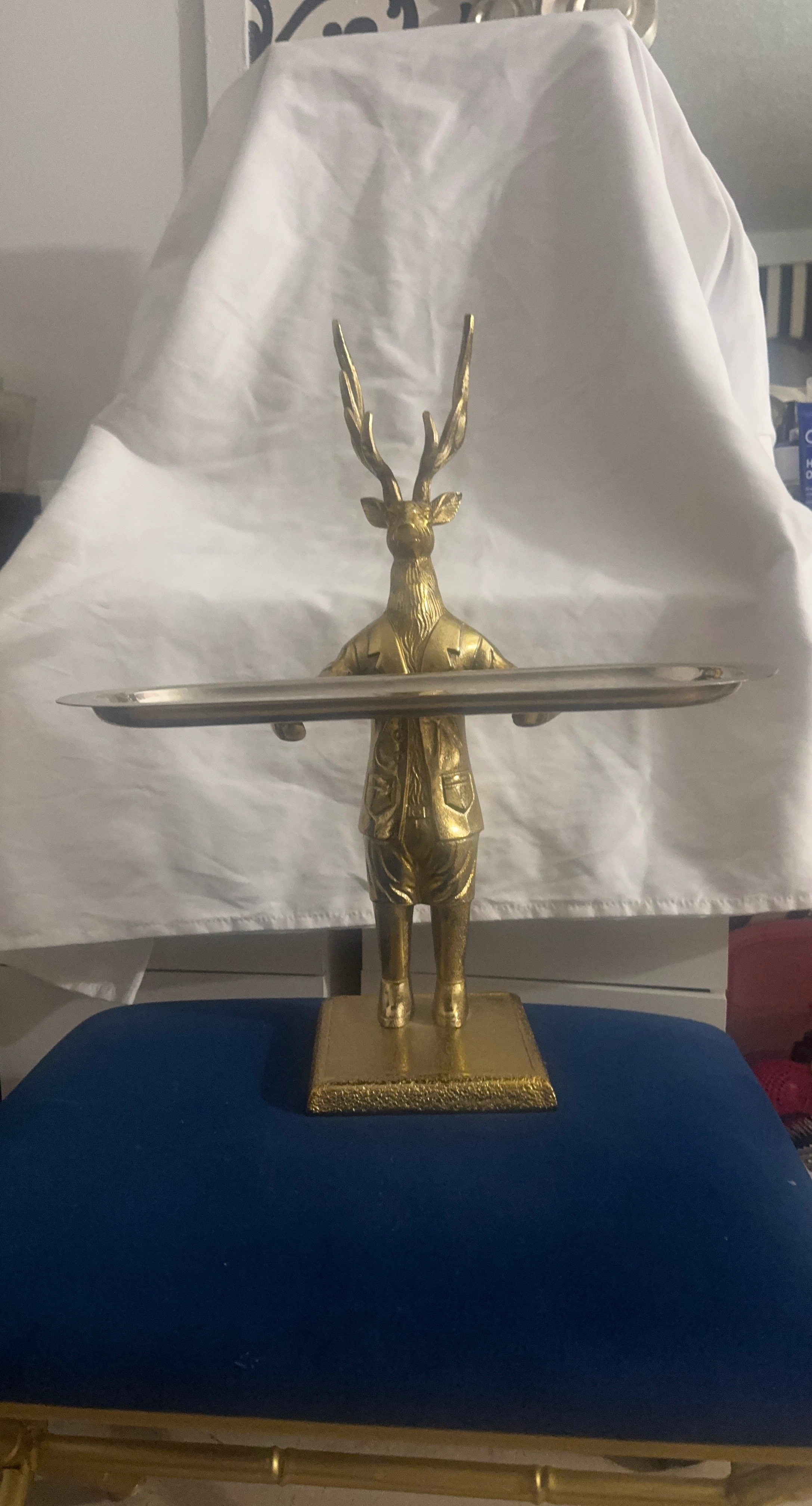 Gold Reindeer Butler Serving Tray