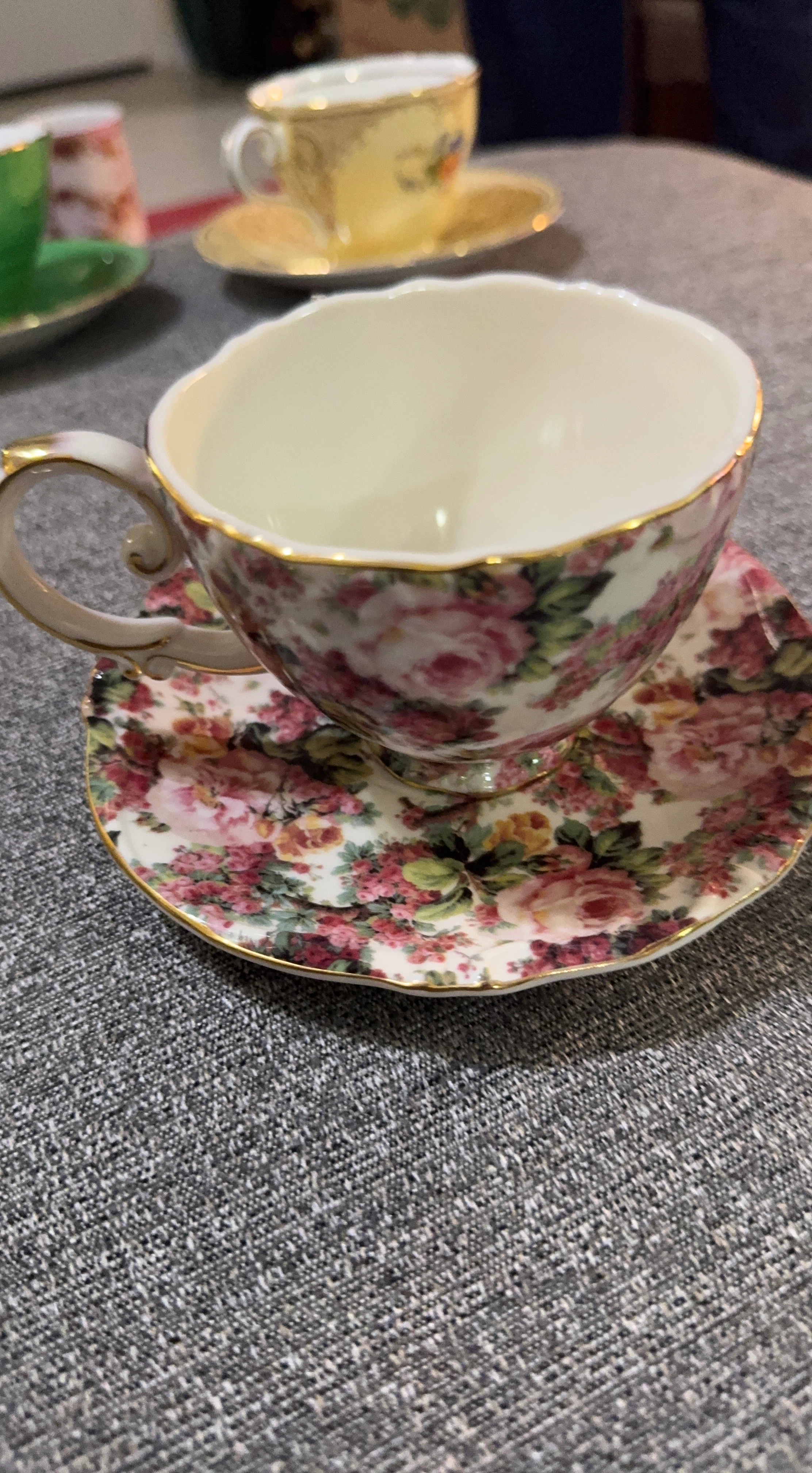 Peppertree Tabletops Rose Chintz Teacup and Saucer