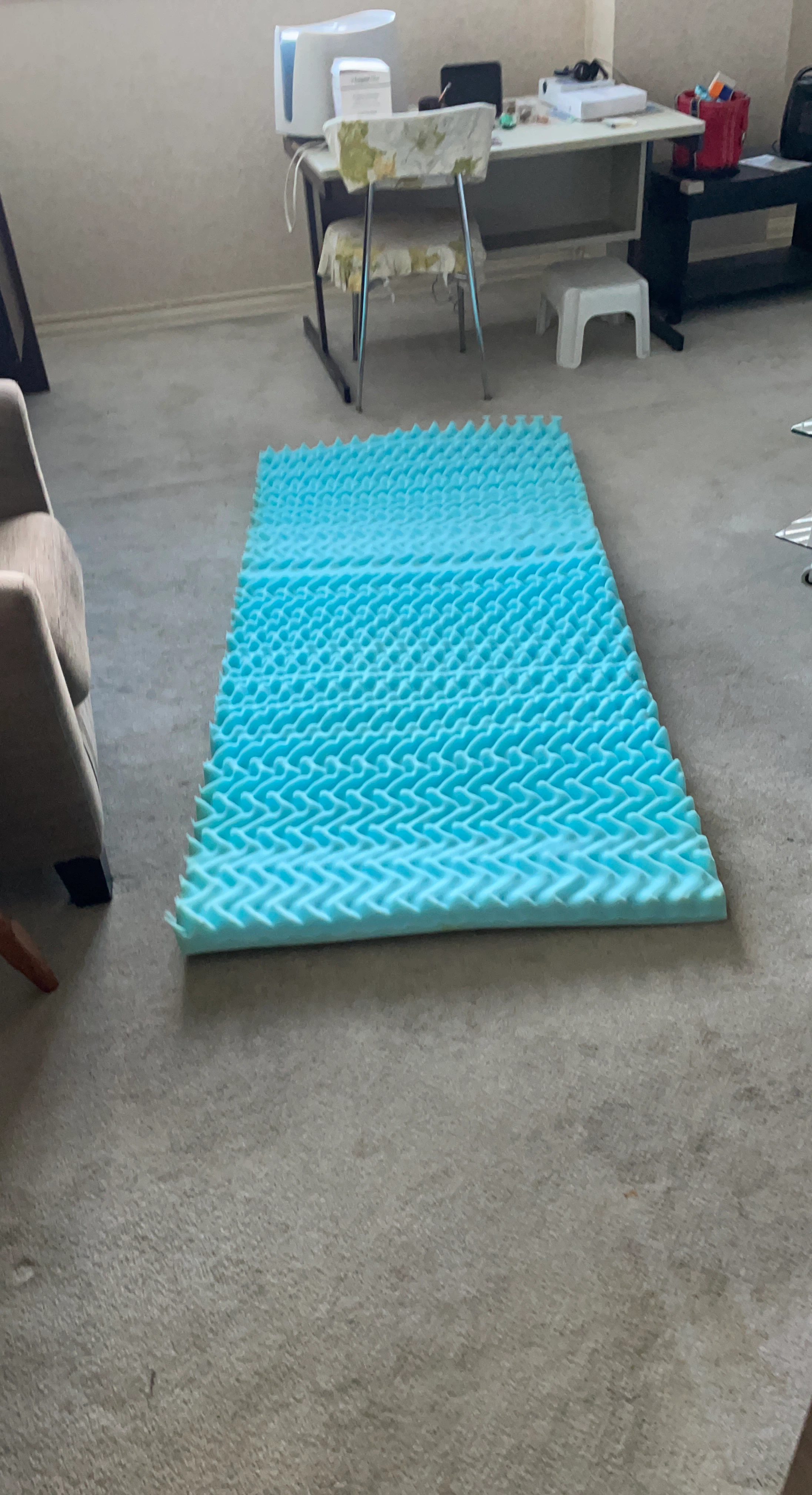 Blue Egg Crate Foam Mattress Topper
