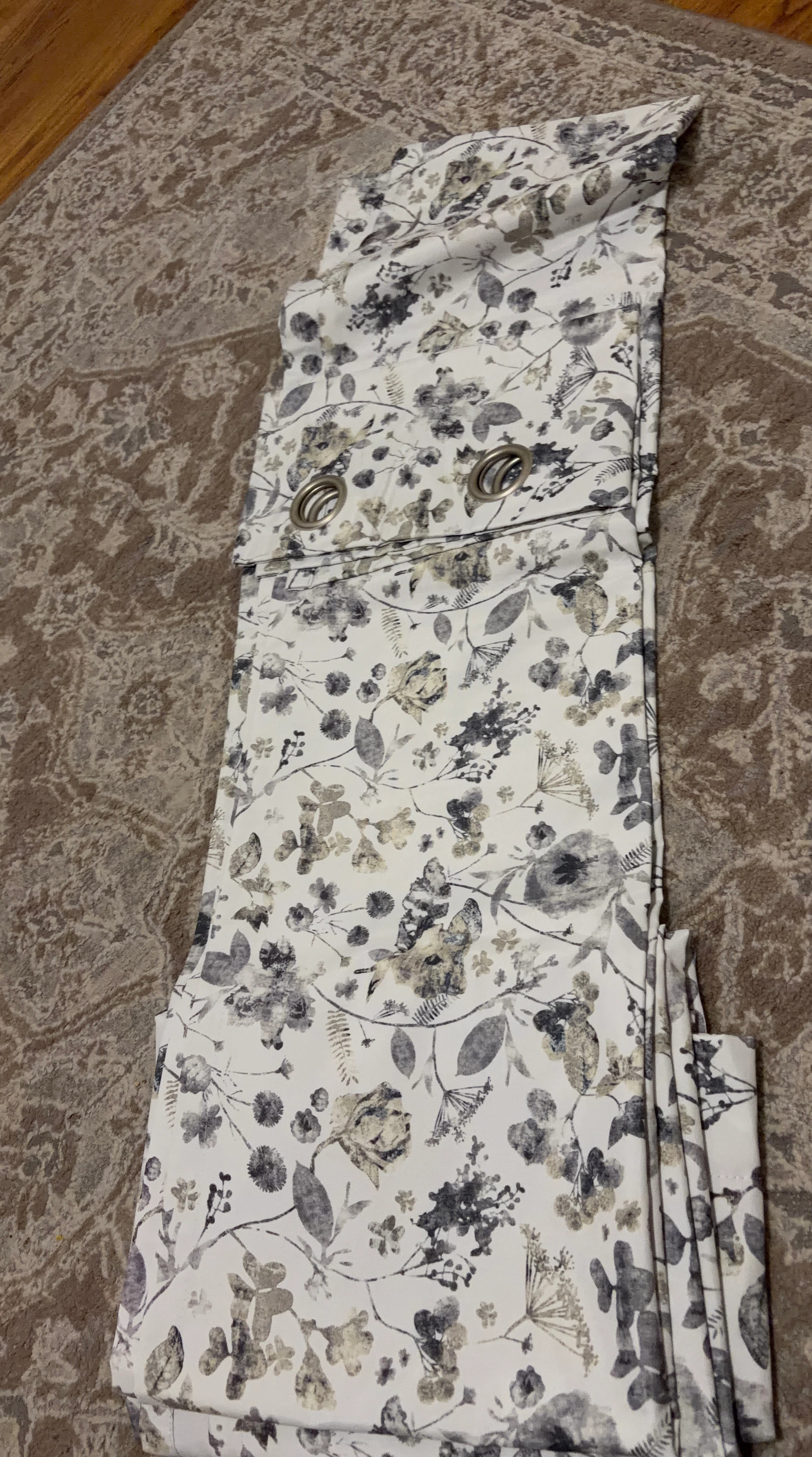 Floral Print Grommet Curtain Panel