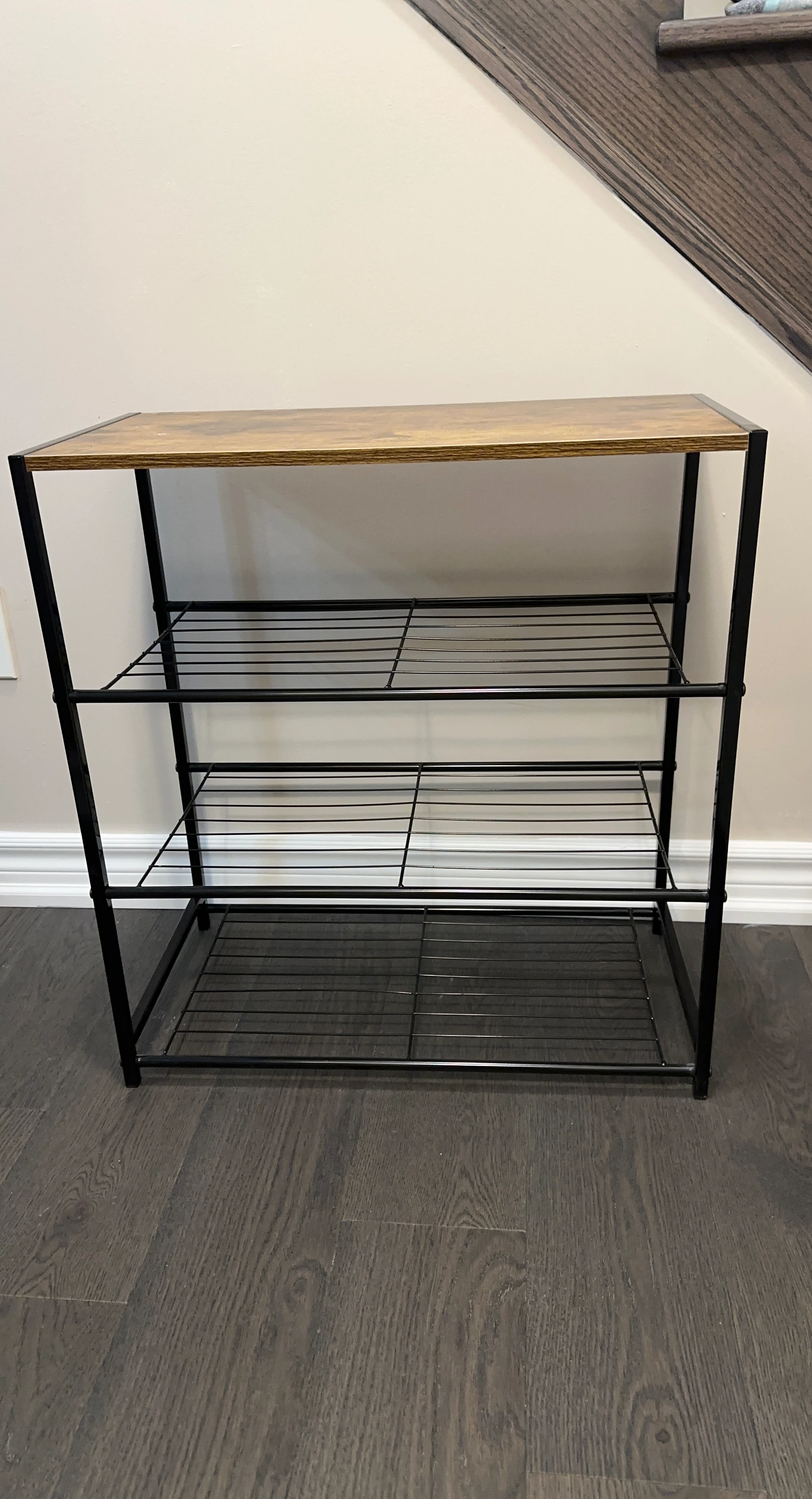 3-Tier Shoe Rack with Wood Shelf