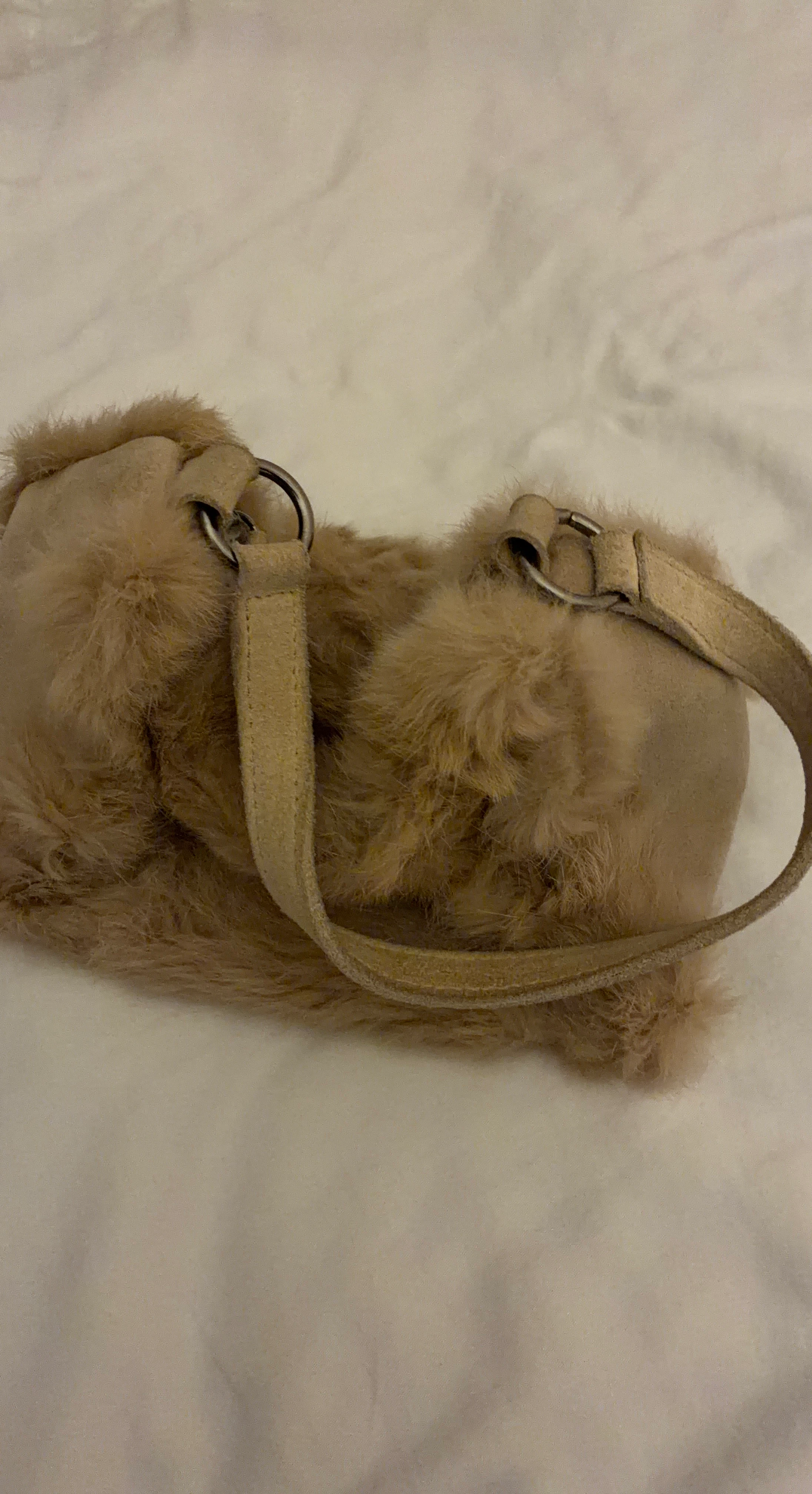 Beige Faux Fur Shoulder Bag