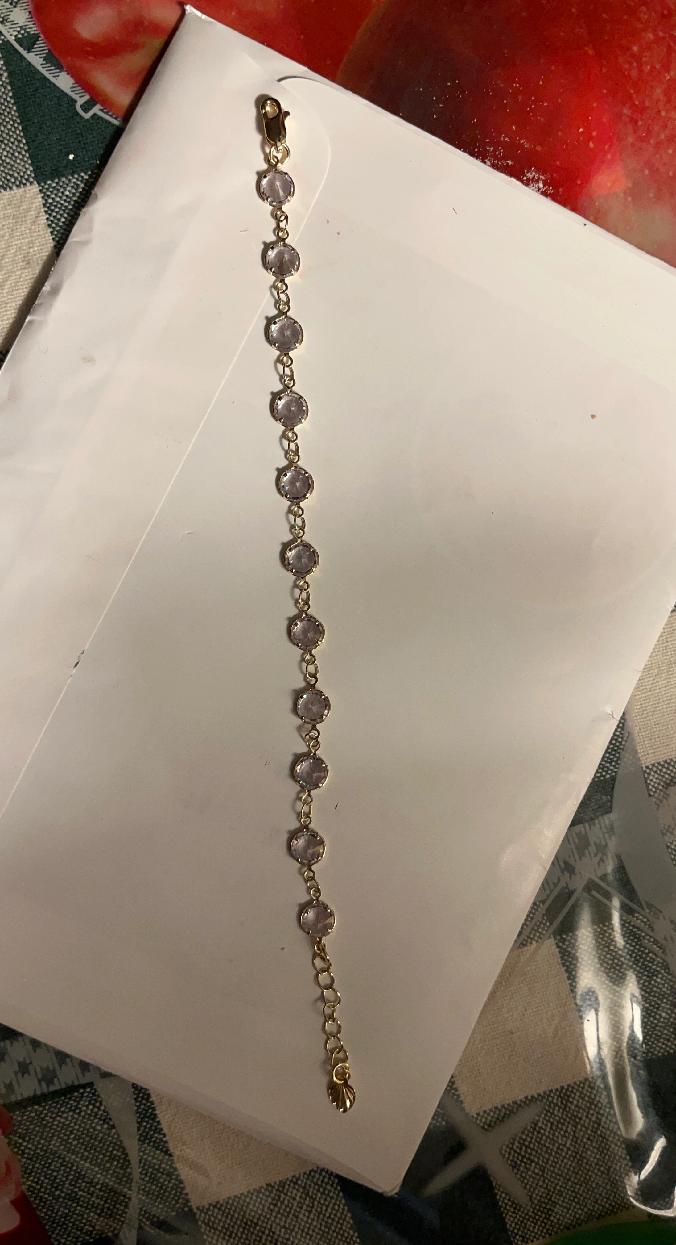 Gold Tone Crystal Station Bracelet