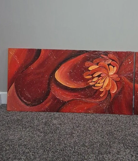 Set of Two Floral Oil Paintings