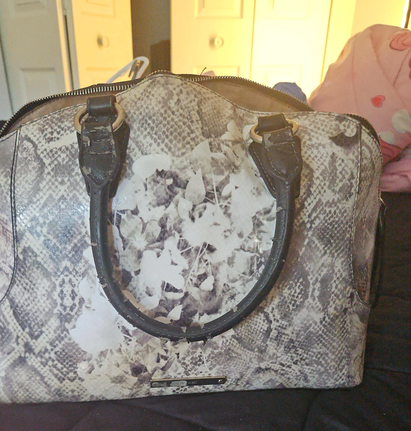 Nine West Floral and Snakeskin Print Satchel