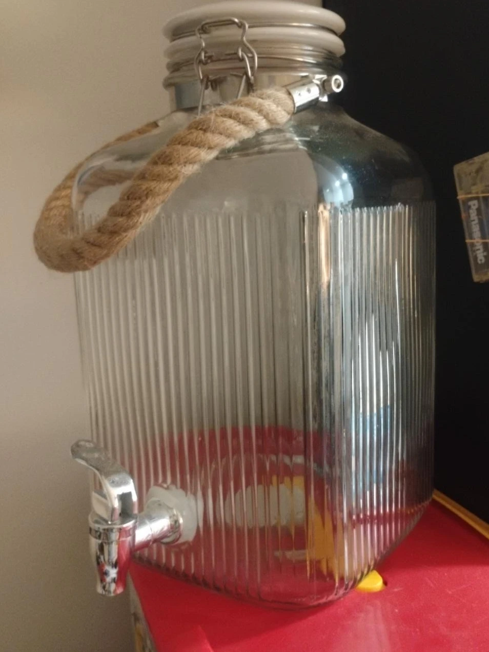 Glass Beverage Dispenser with Rope Handle