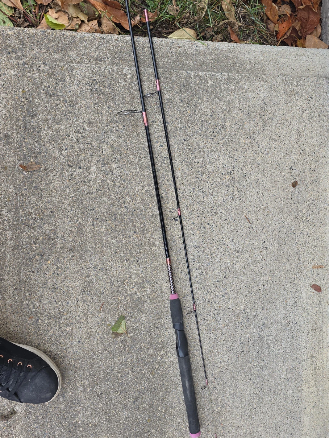 Two-piece fishing rod, black and pink