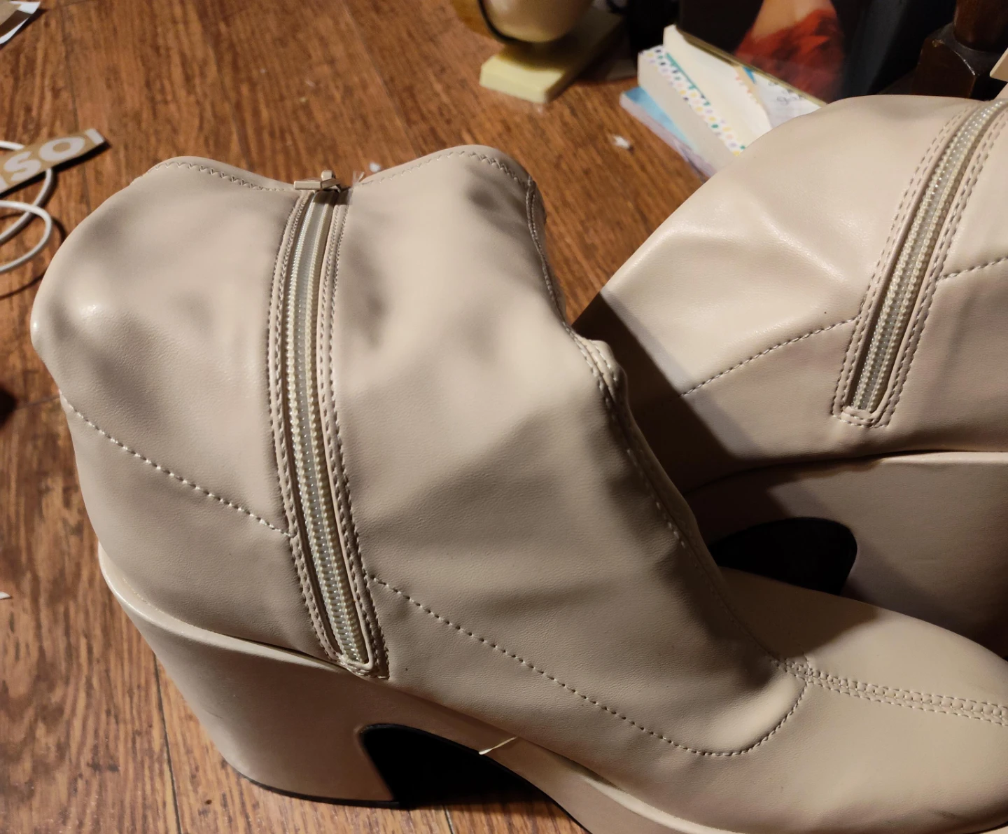 Zara Platform Boots Beige