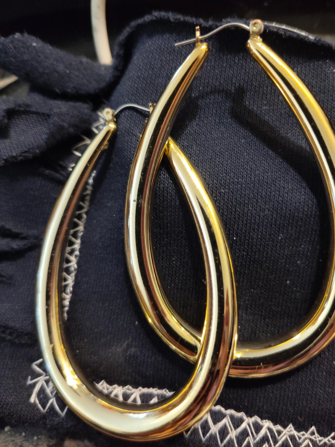 Gold-tone teardrop hoop earrings