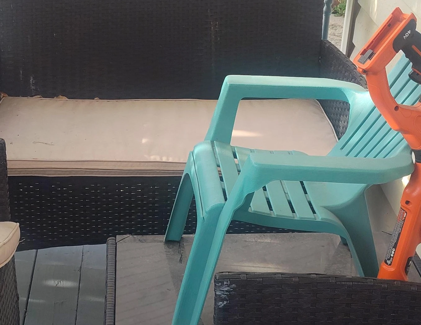 Turquoise Plastic Patio Chair