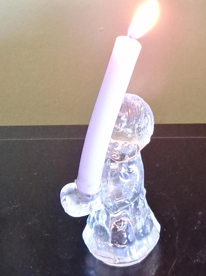 Clear Glass Angel Taper Candle Holder